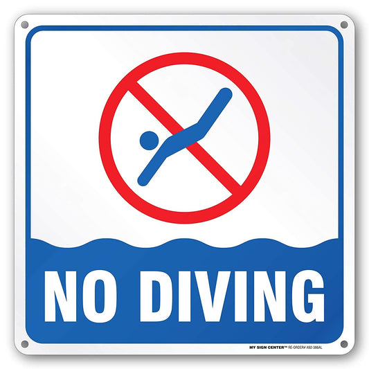 No Diving Pool Sign, Pool Safety Warning