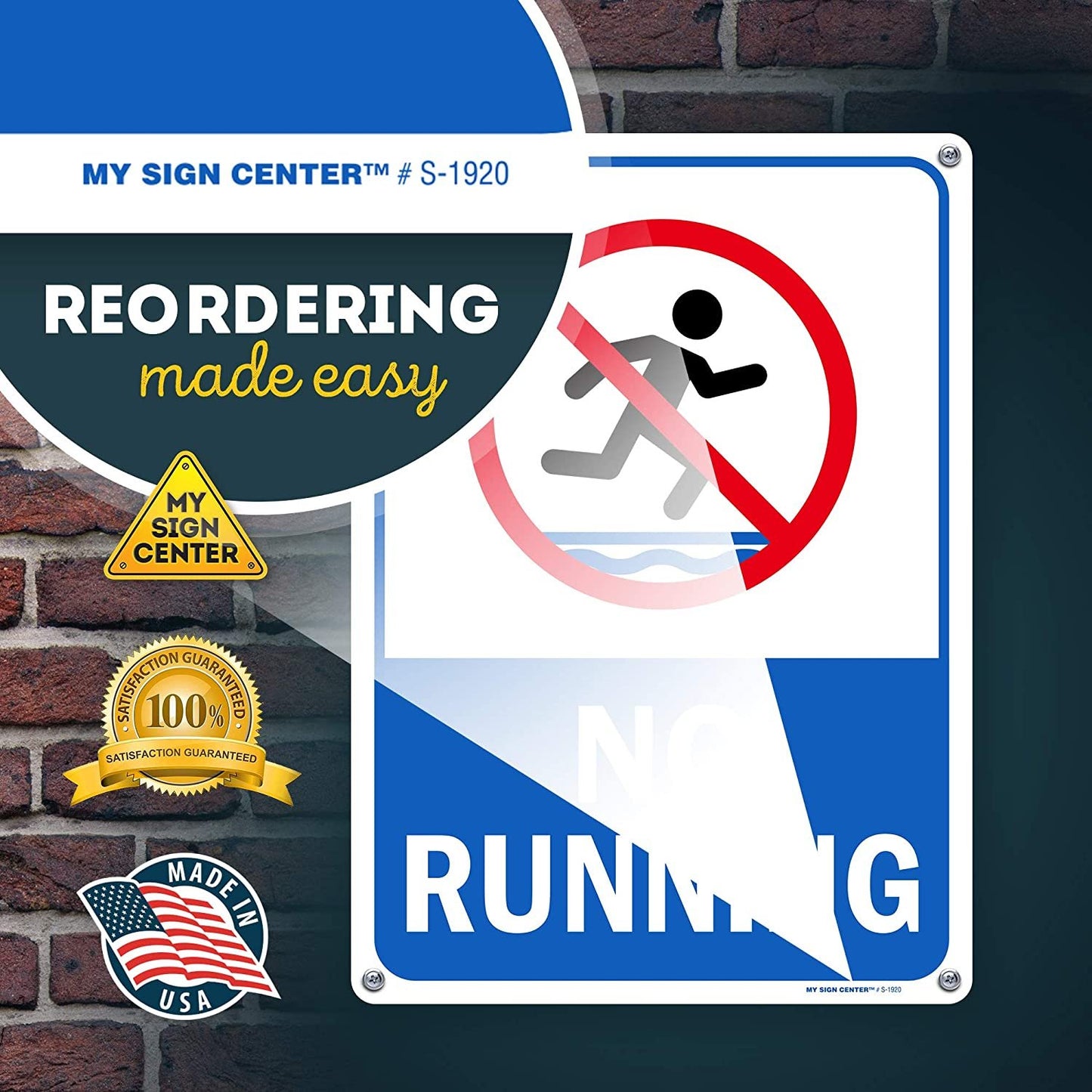 No Running Pool Safety Sign