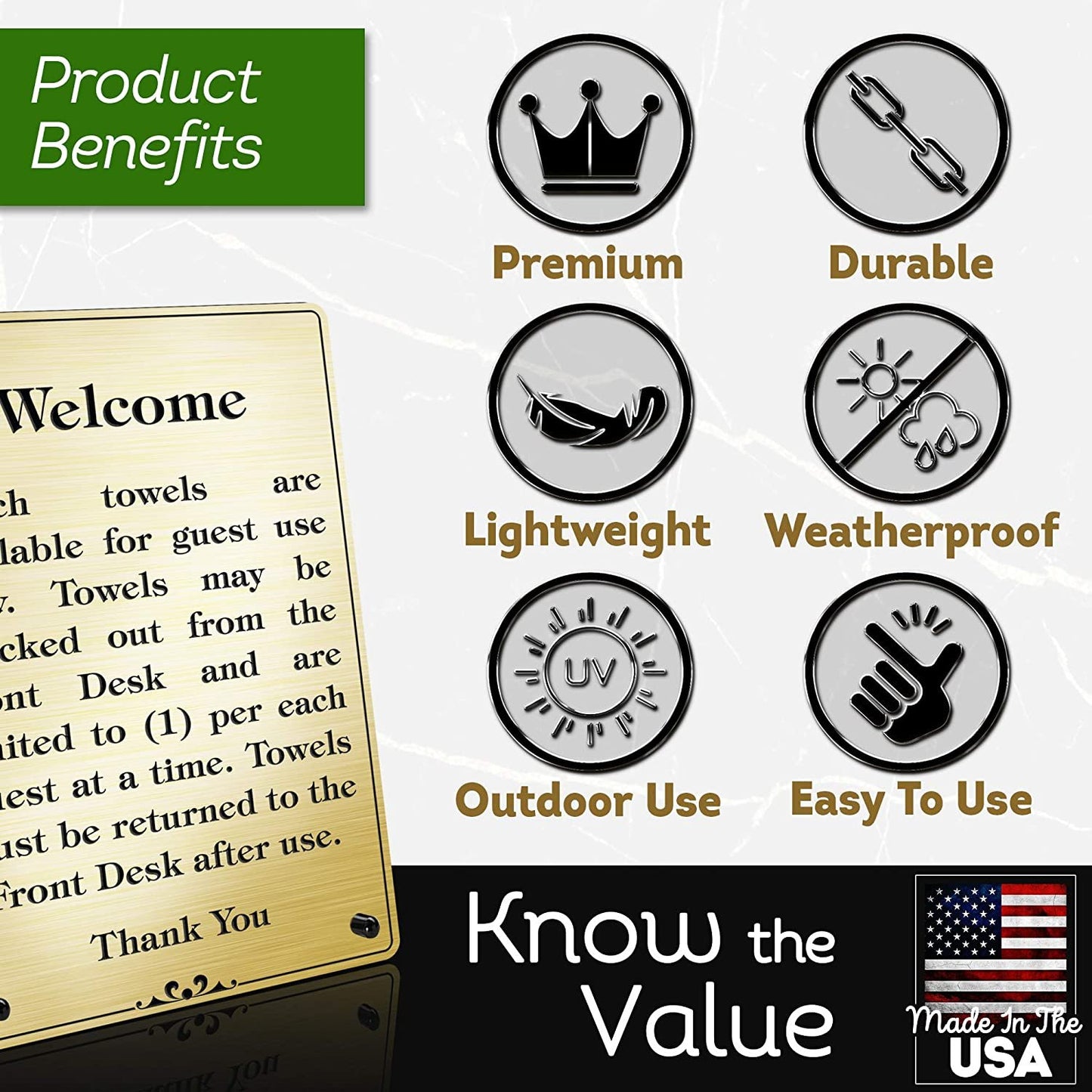 Engraved Message Holder Reception Desk Sign, Prestige Collection