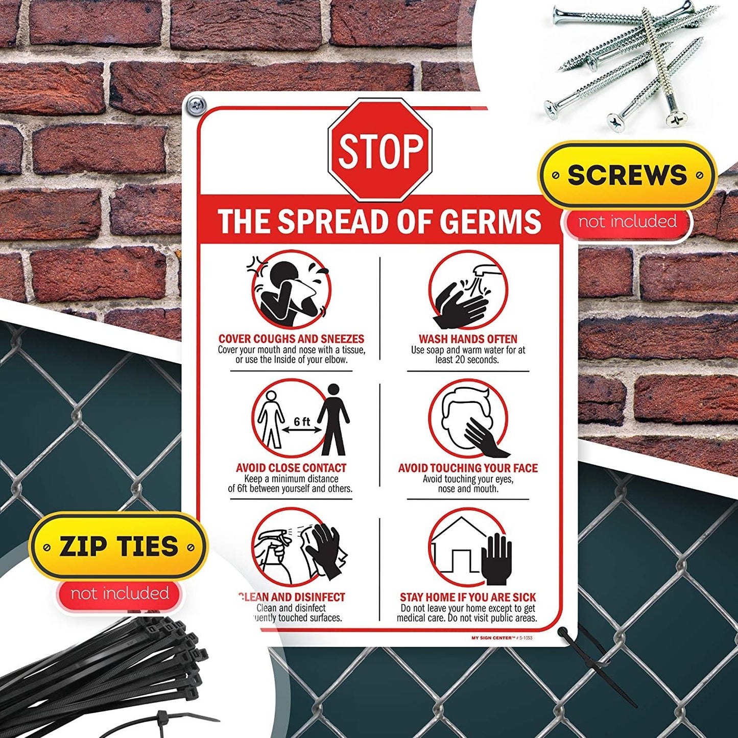 Stop The Spread of Germs Social Distancing Sign