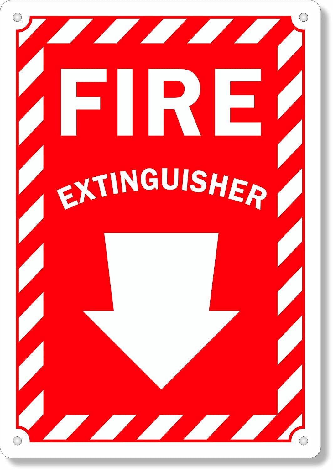 Fire Extinguisher with Arrow Down Safety Sign