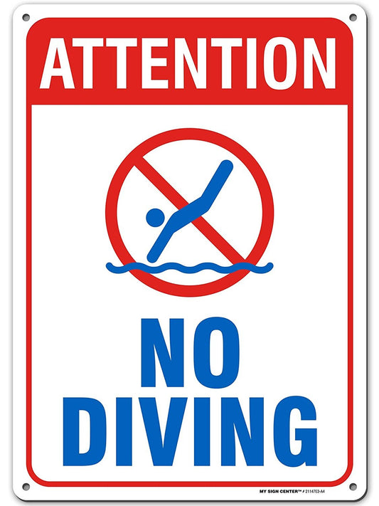 Attention No Diving, Swimming Pool Rules Sign