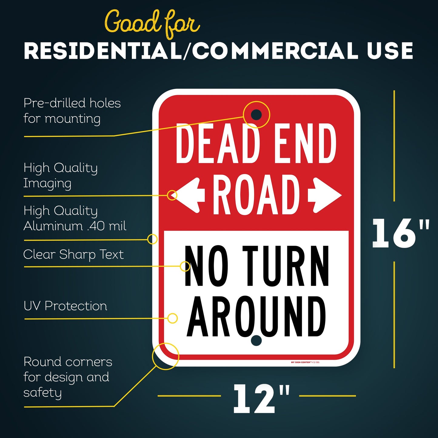 Dead End Private Driveway No Turn Around Sign