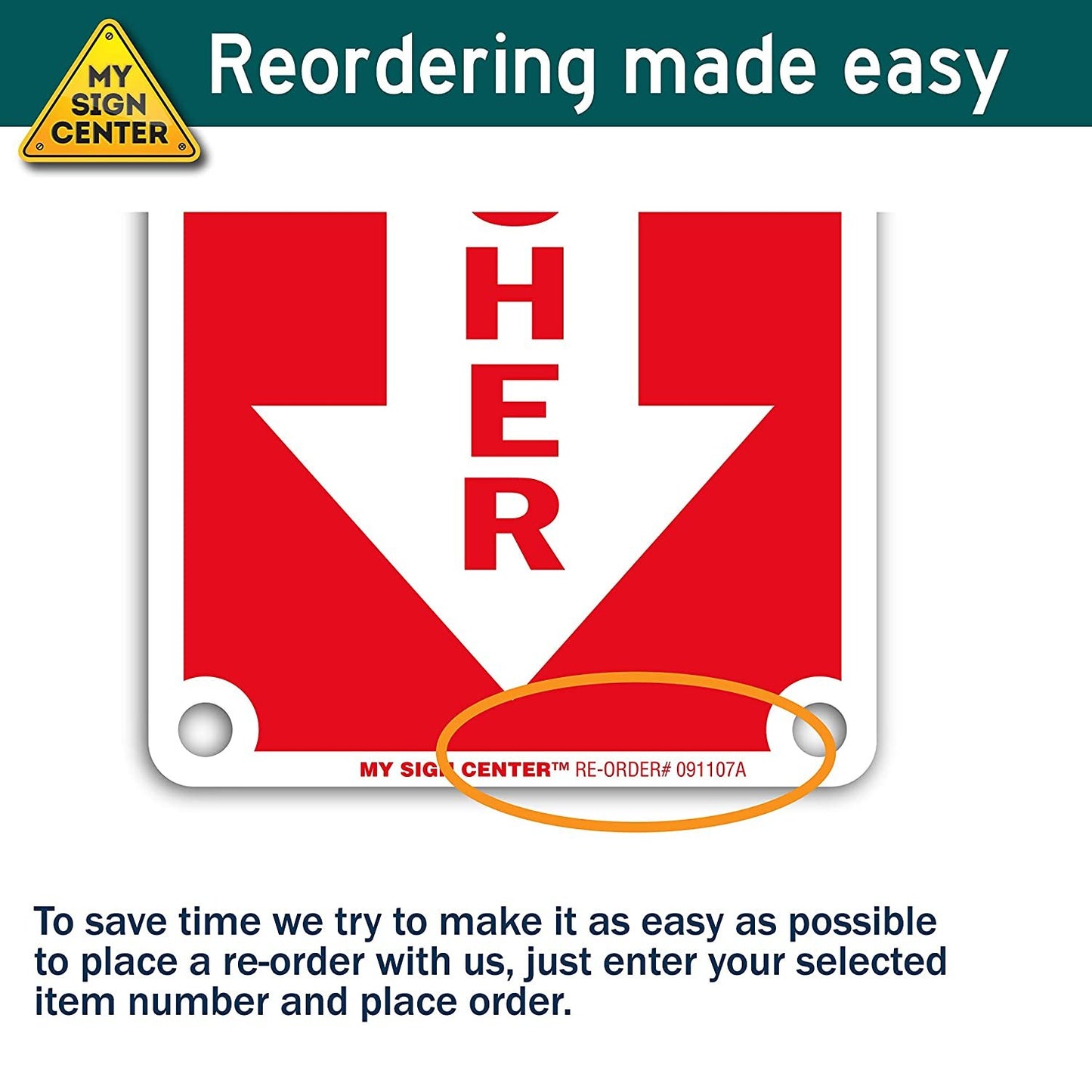 Fire Extinguisher with Arrow Down Fire and Safety Sign
