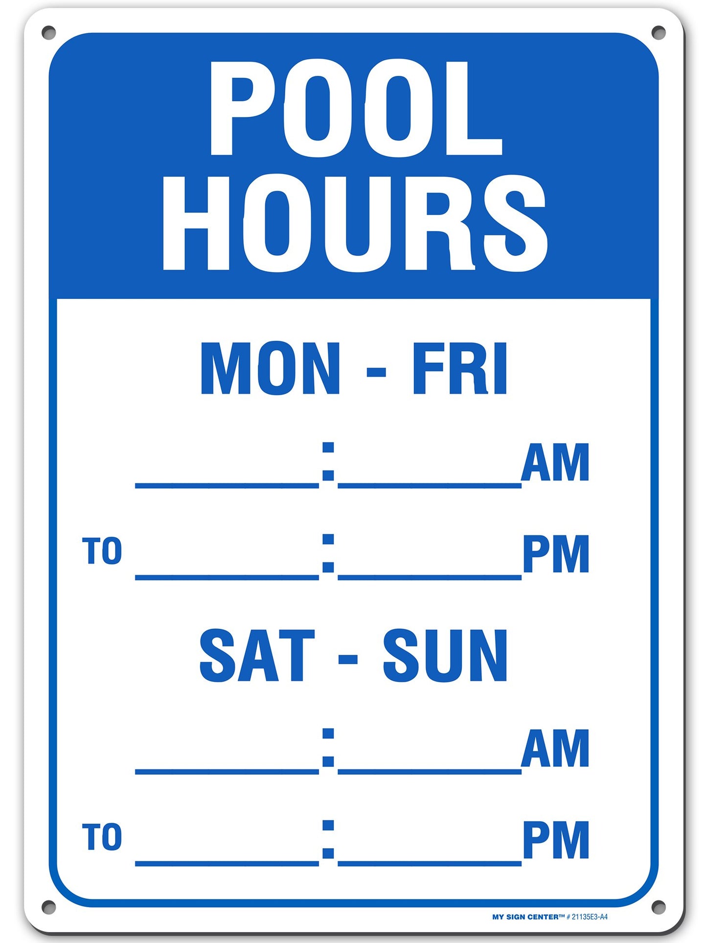 Swimming Pool Hours Sign