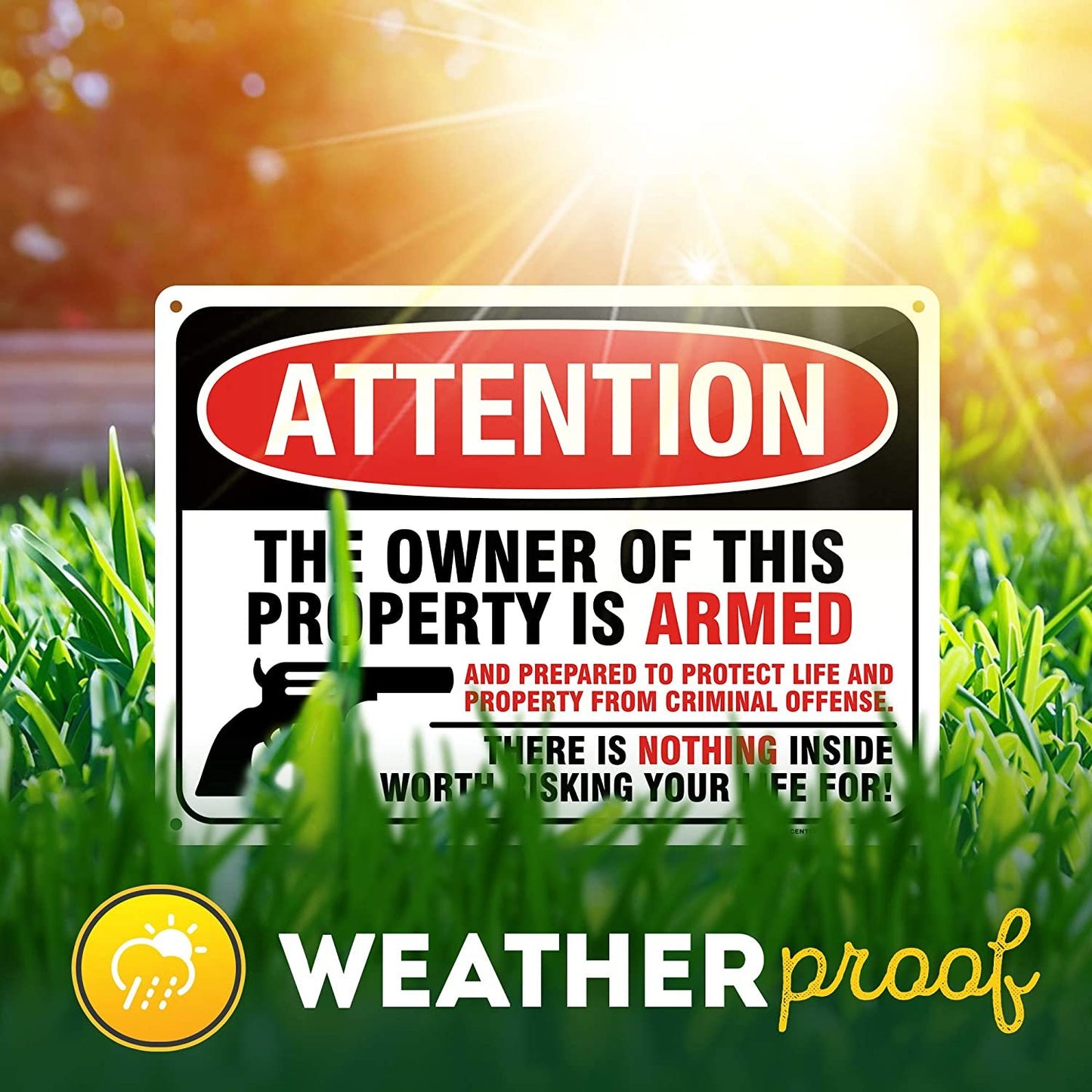 Gun Warning Sign, Armed Homeowner Protecting Property