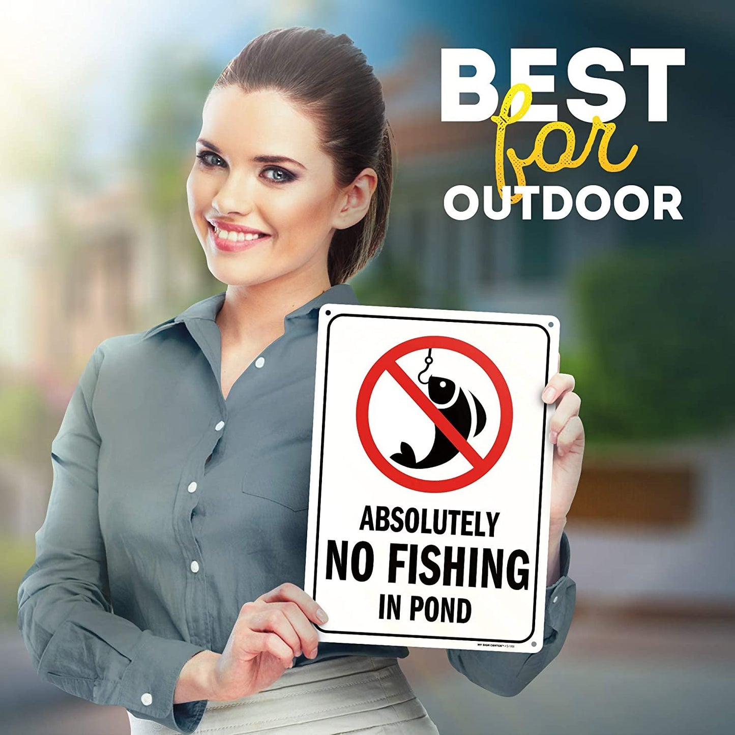 Absolutely No Fishing Sign for Pond
