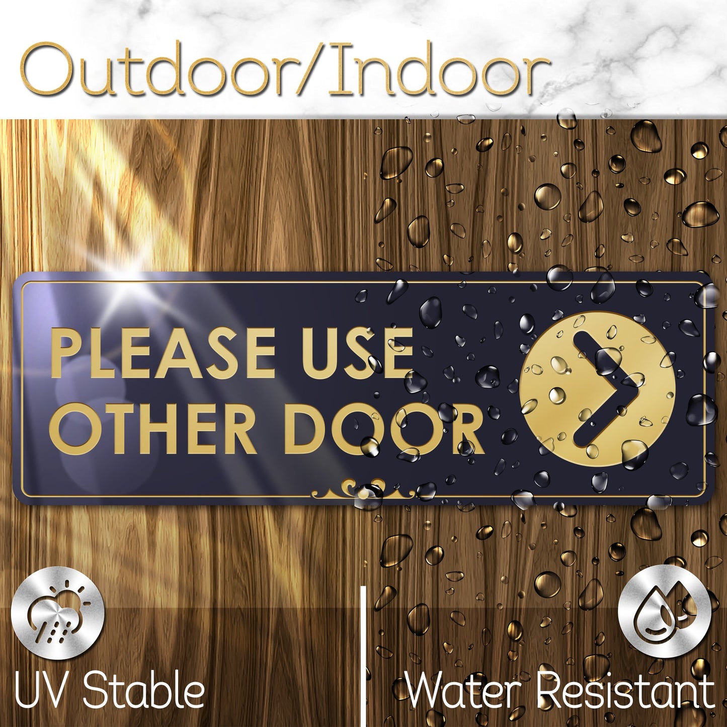 Please Use Other Door with Right Arrow - Laser Engraved Sign