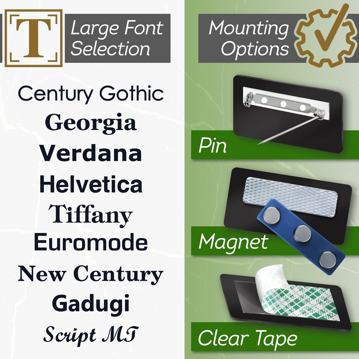 Personalized Name Tags with Pin, 1.5" x 3"