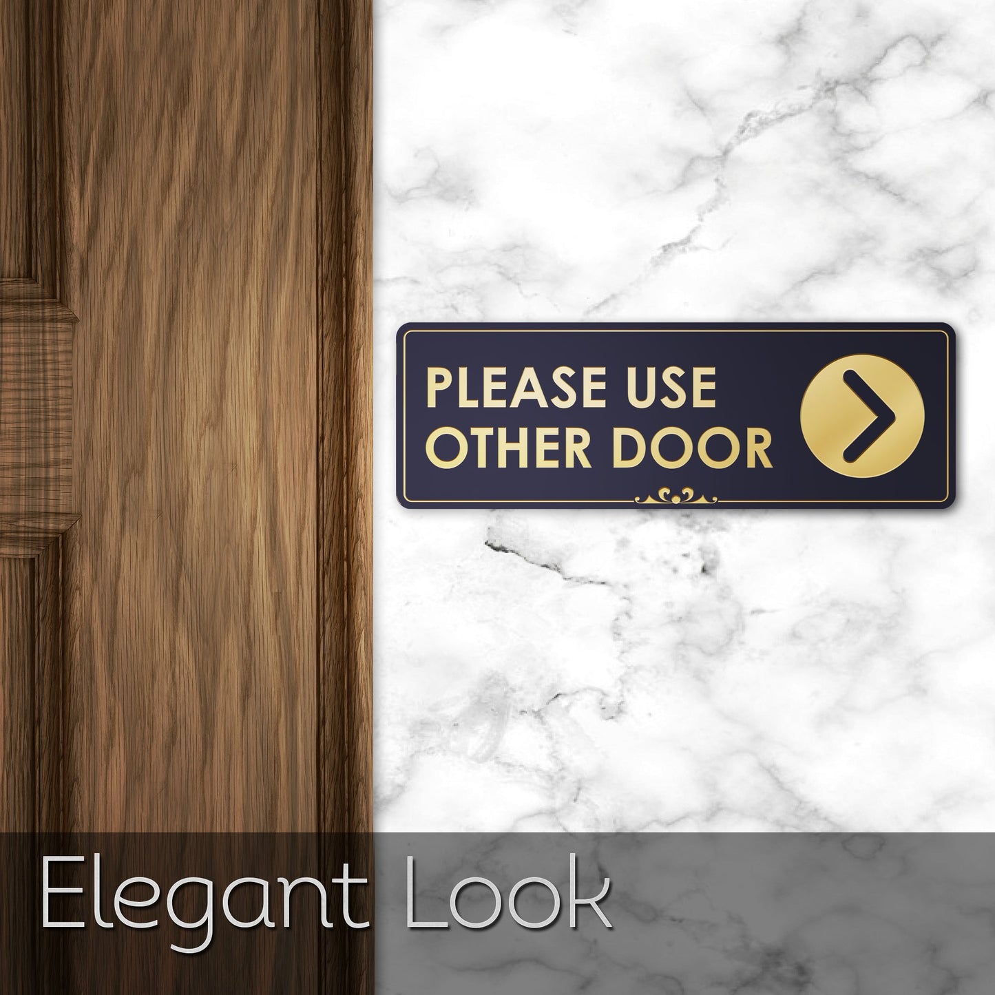 Please Use Other Door with Right Arrow - Laser Engraved Sign