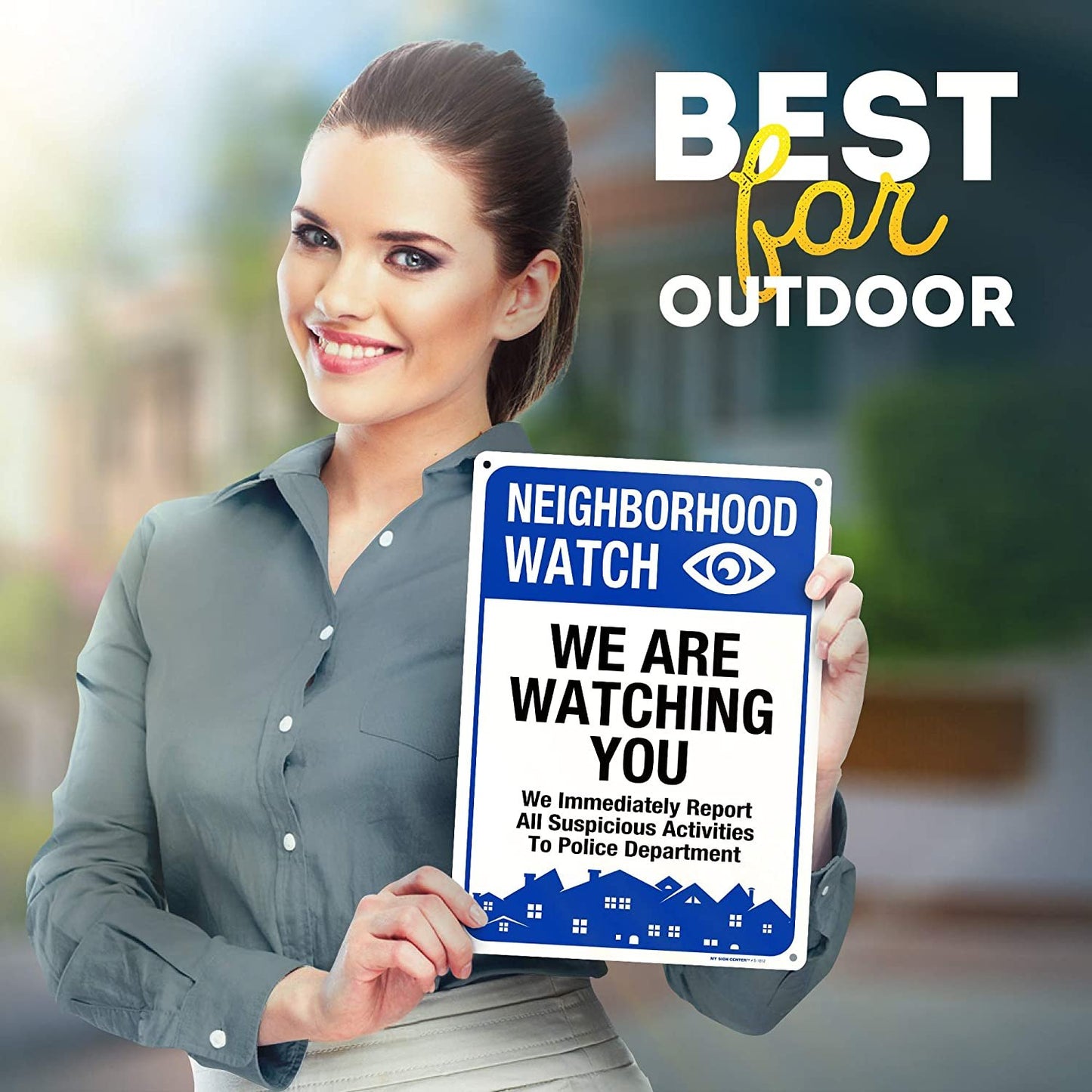 Neighborhood Watch Sign We Report Suspicious Activity for Crime Prevention