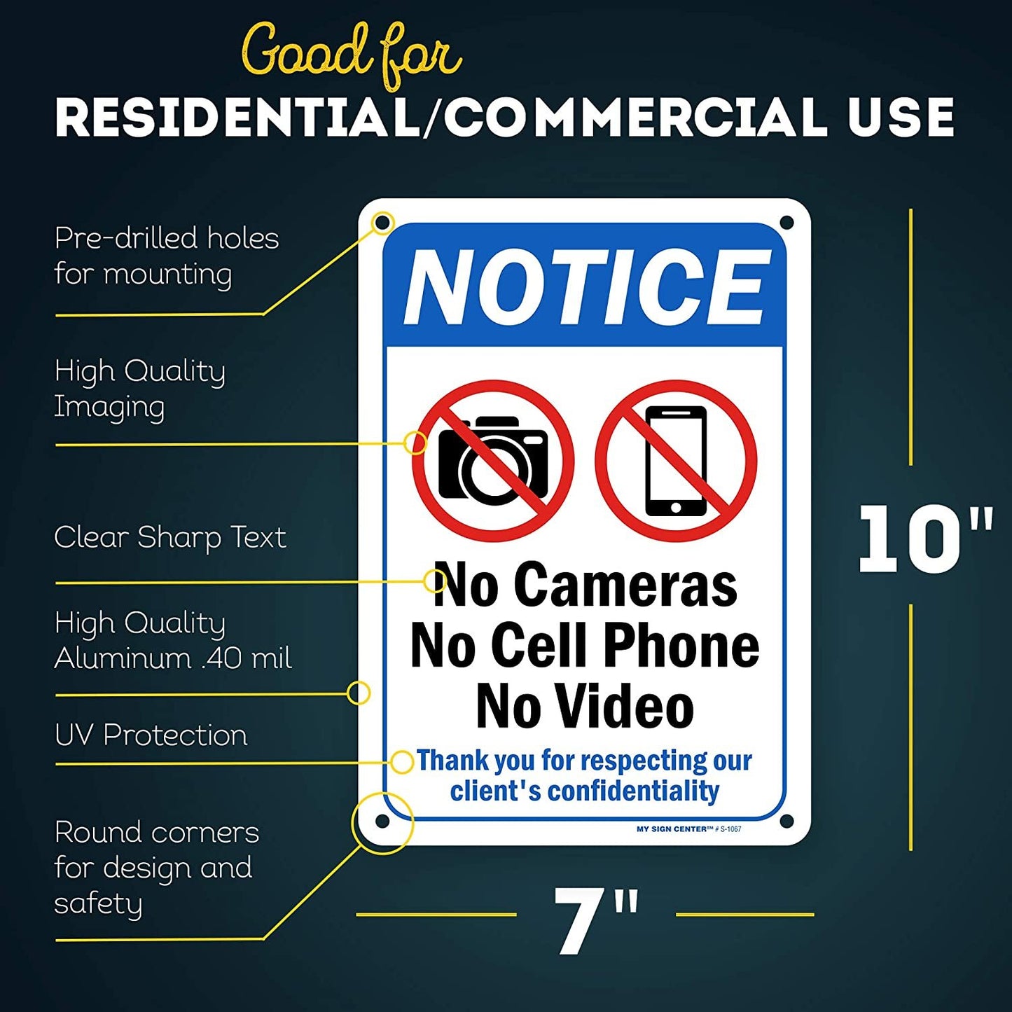 Notice No Camera No Cell Phone No Video Recording Sign