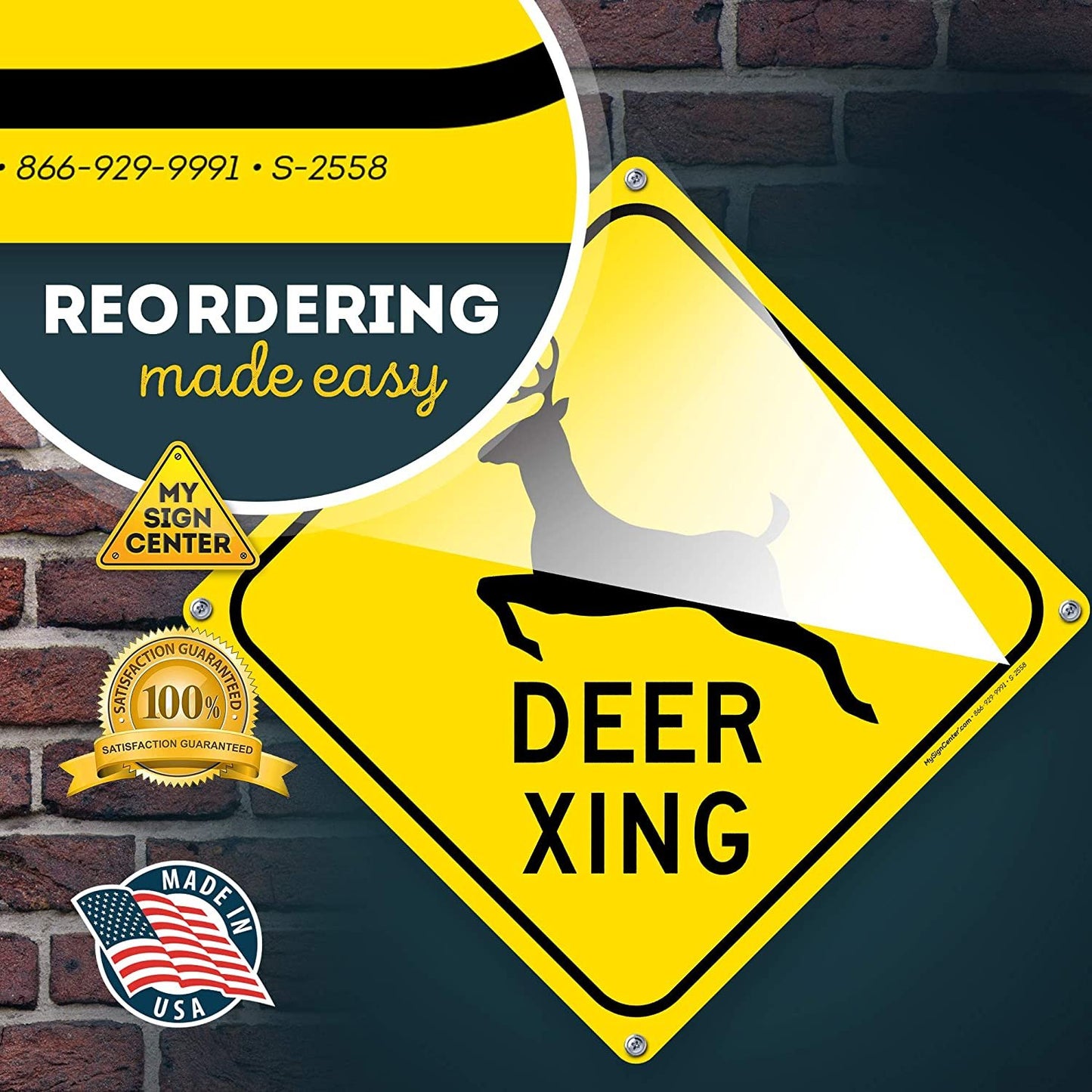 Deer Crossing Sign Diamond Shape Deer Warning Road sign