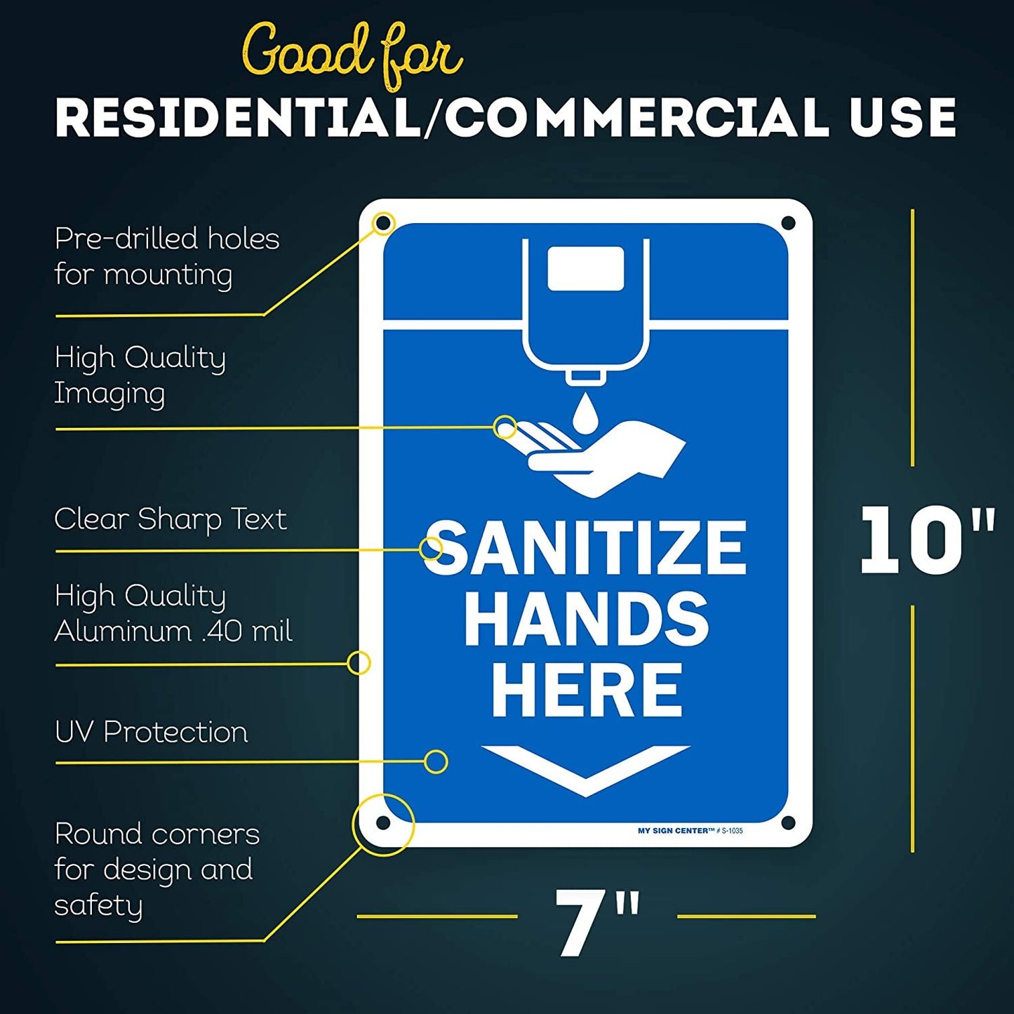 'Sanitize Hands Here' Sink Sign