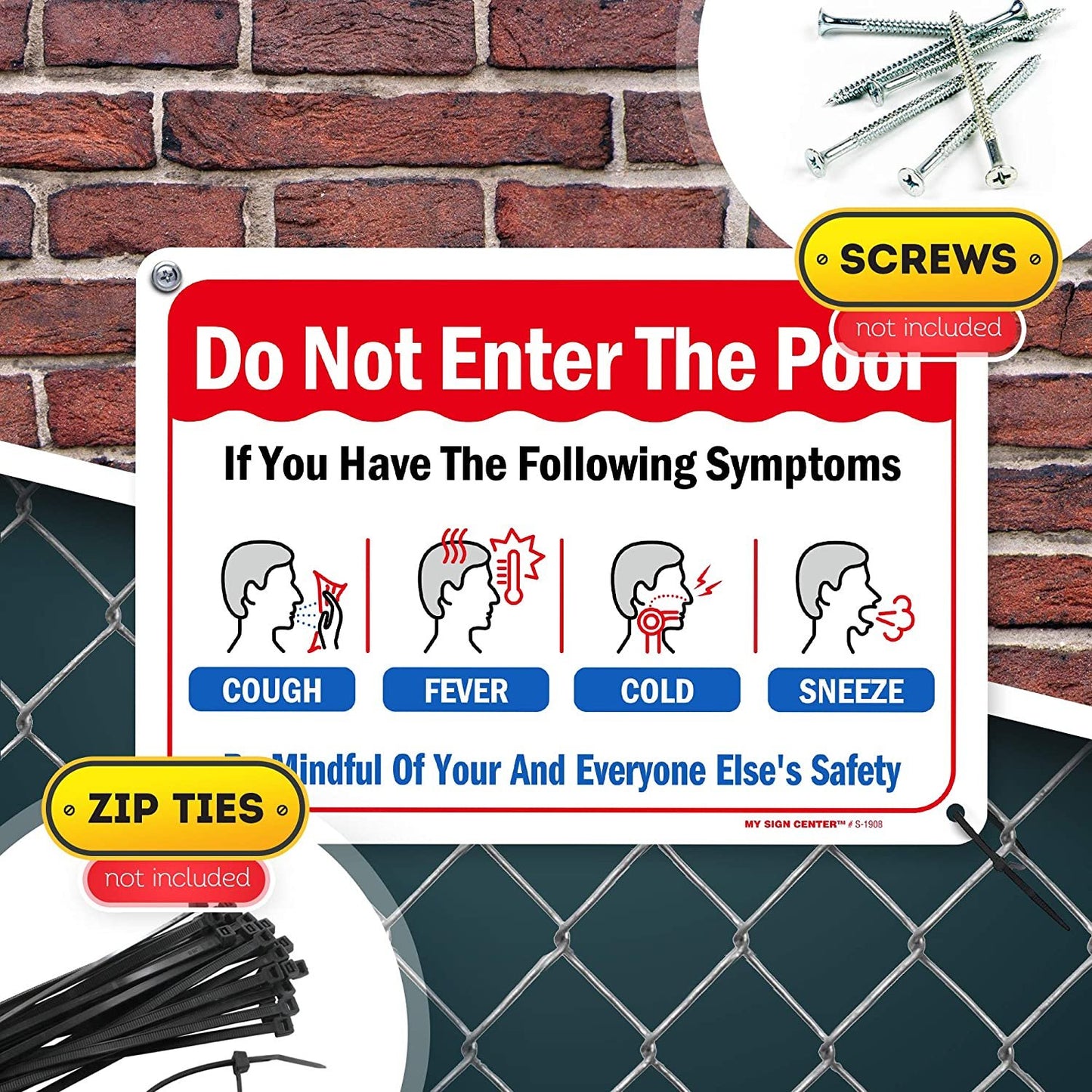 Pool Rules Sign Do Not Enter Pool in Cough, Fever, Cold or Sneeze Symptoms