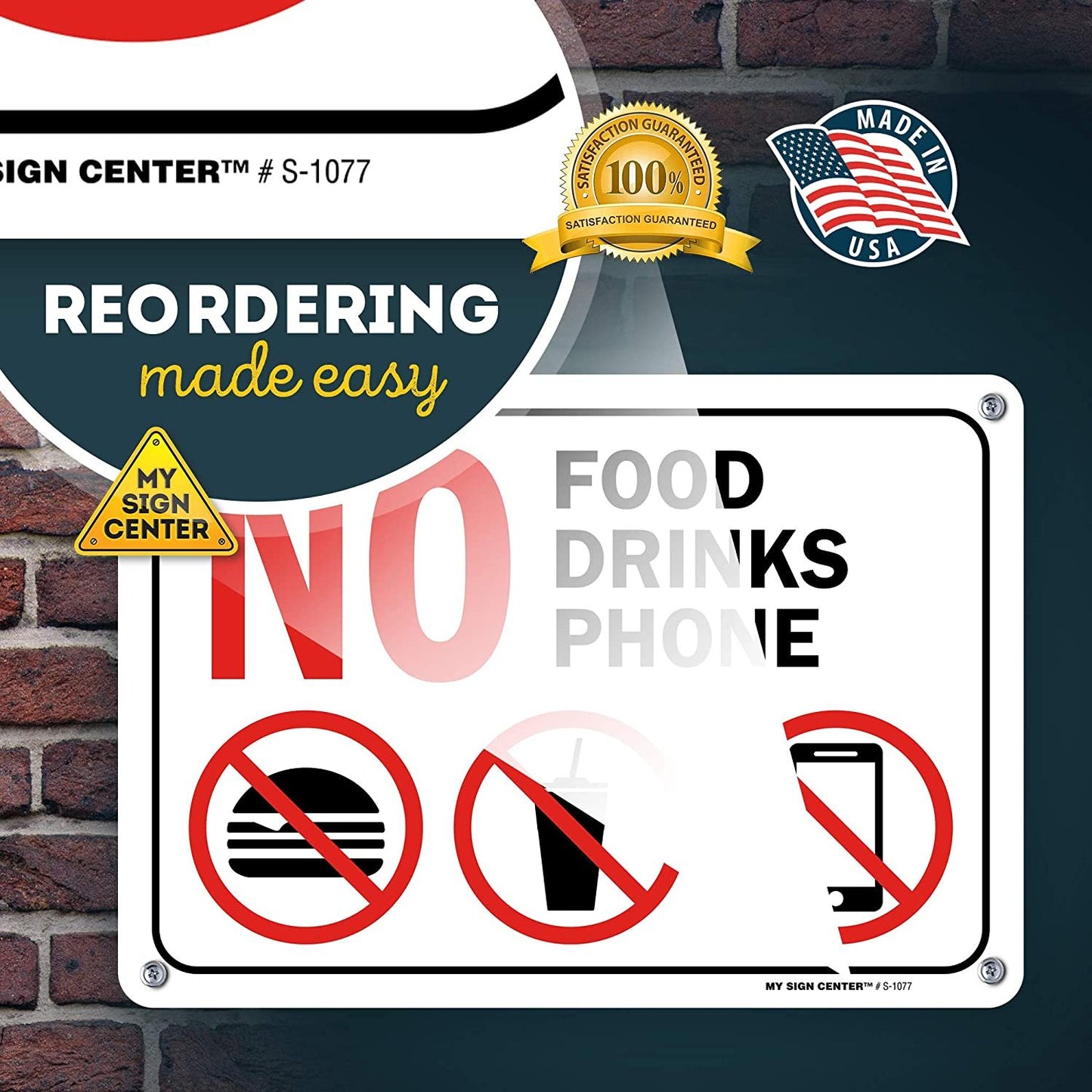 No Phones No Food or Drink Beyond This Point Sign
