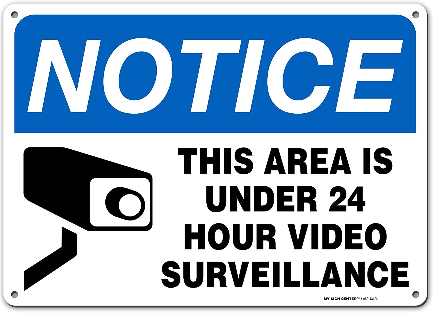 Notice 24 Hour Surveillance Sign, Security Camera in Use Sign ,10” x 14” Industrial Grade Aluminum, Easy Mounting, Rust-Free/Fade Resistance, Indoor/Outdoor, USA Made By MY SIGN CENTE – My Sign Center, Inc notice-24-hour-surveillance-sign-security-camera-in-use-sign-10-x-14-industrial-grade-aluminum-easy-mounting-rust-free-fade-resistance-indoor-outdoor-usa-made-by-my-sign-cente-my-sign-center-inc