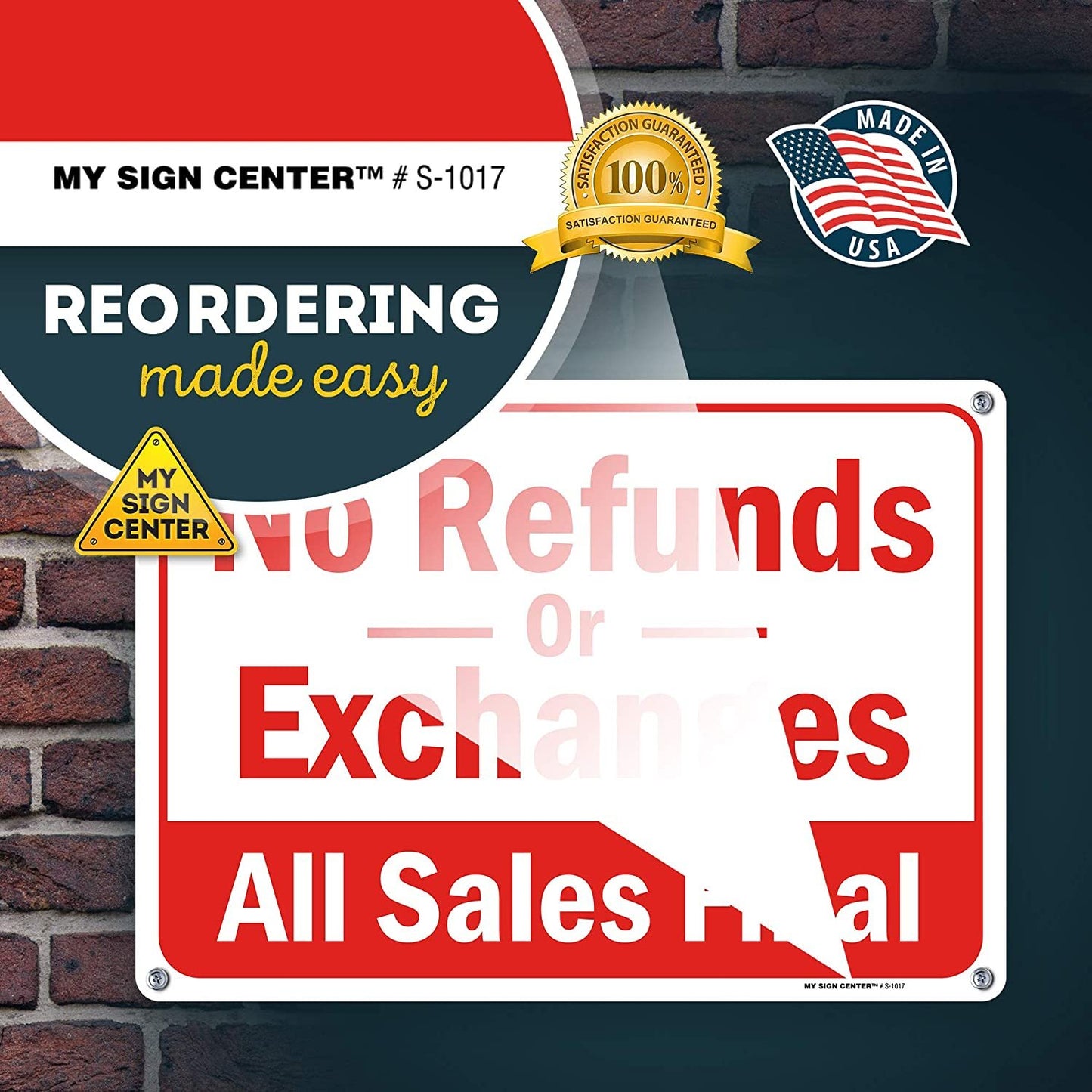 NO Refunds or Exchanges Sign, All Sales Final
