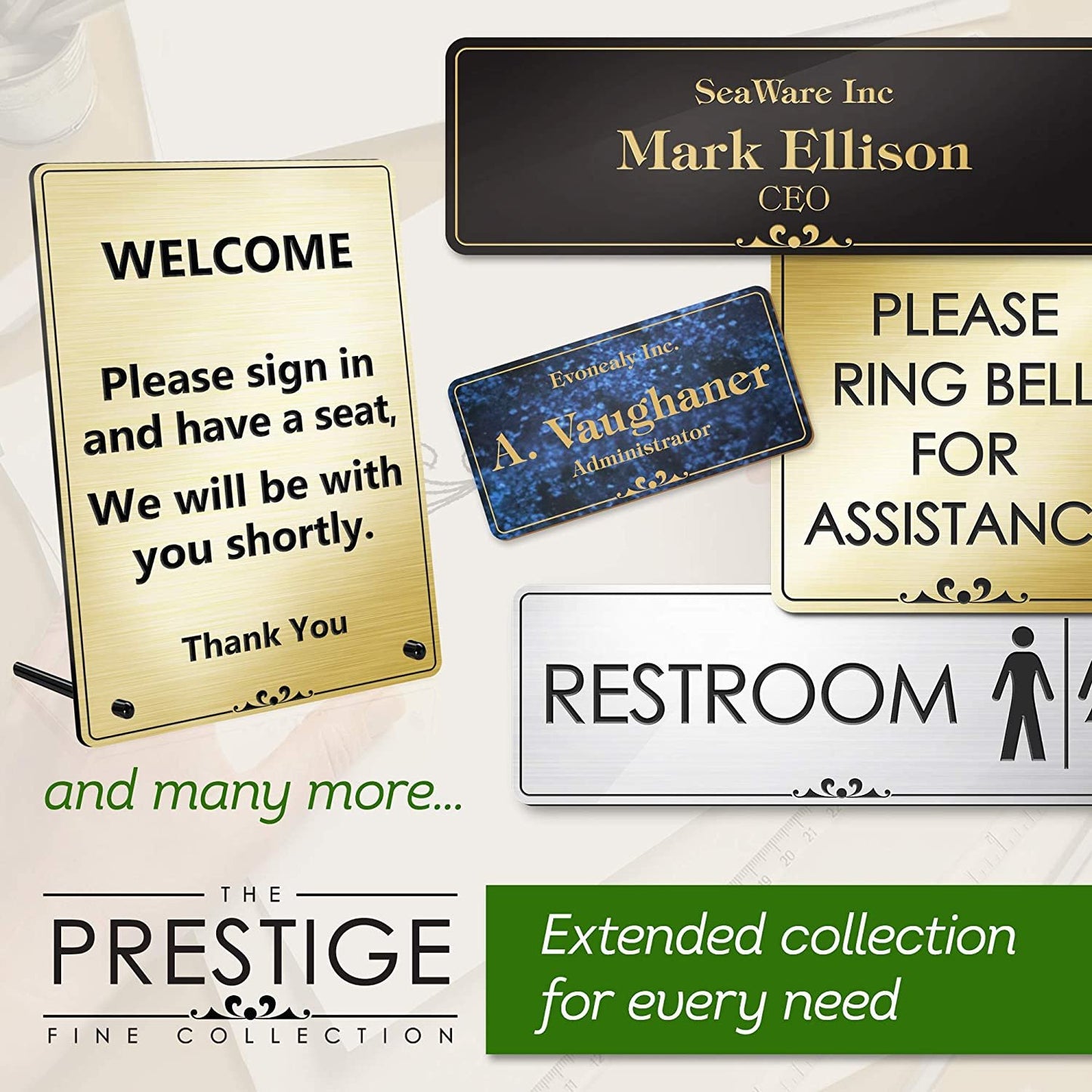 Engraved Message Holder Reception Desk Sign, Prestige Collection