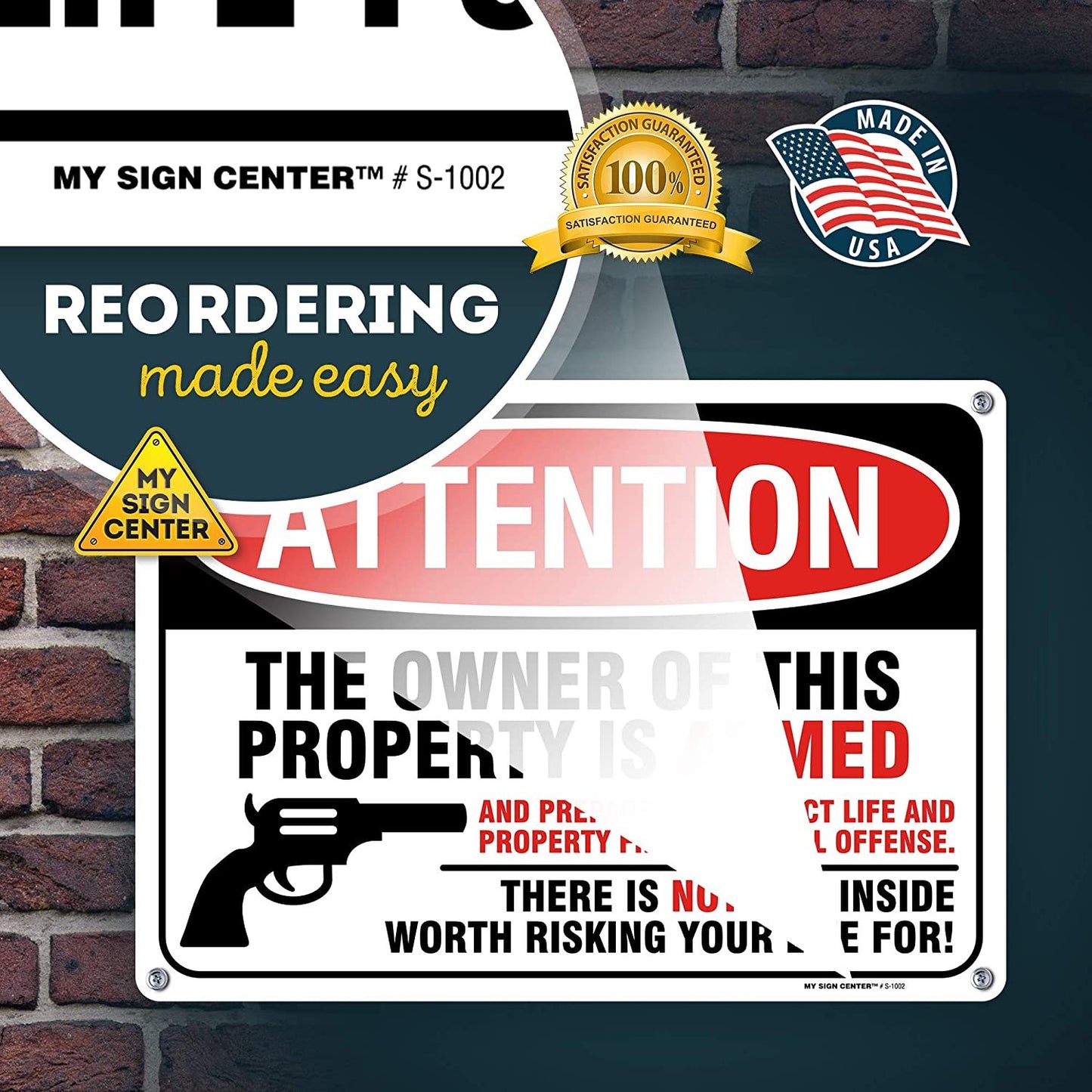 Gun Warning Sign, Armed Homeowner Protecting Property