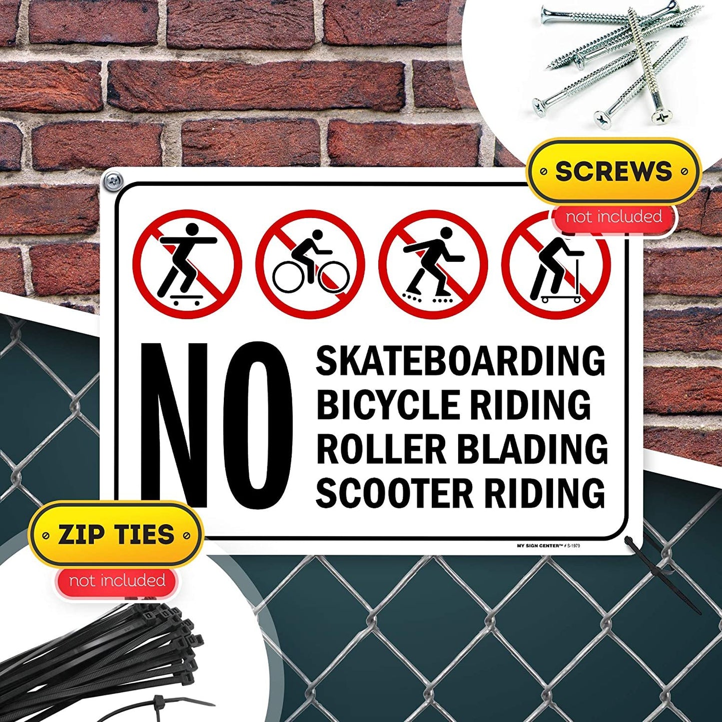 No Skateboarding, No Bicycle Riding, No Roller Blading No Scooter Riding Sign