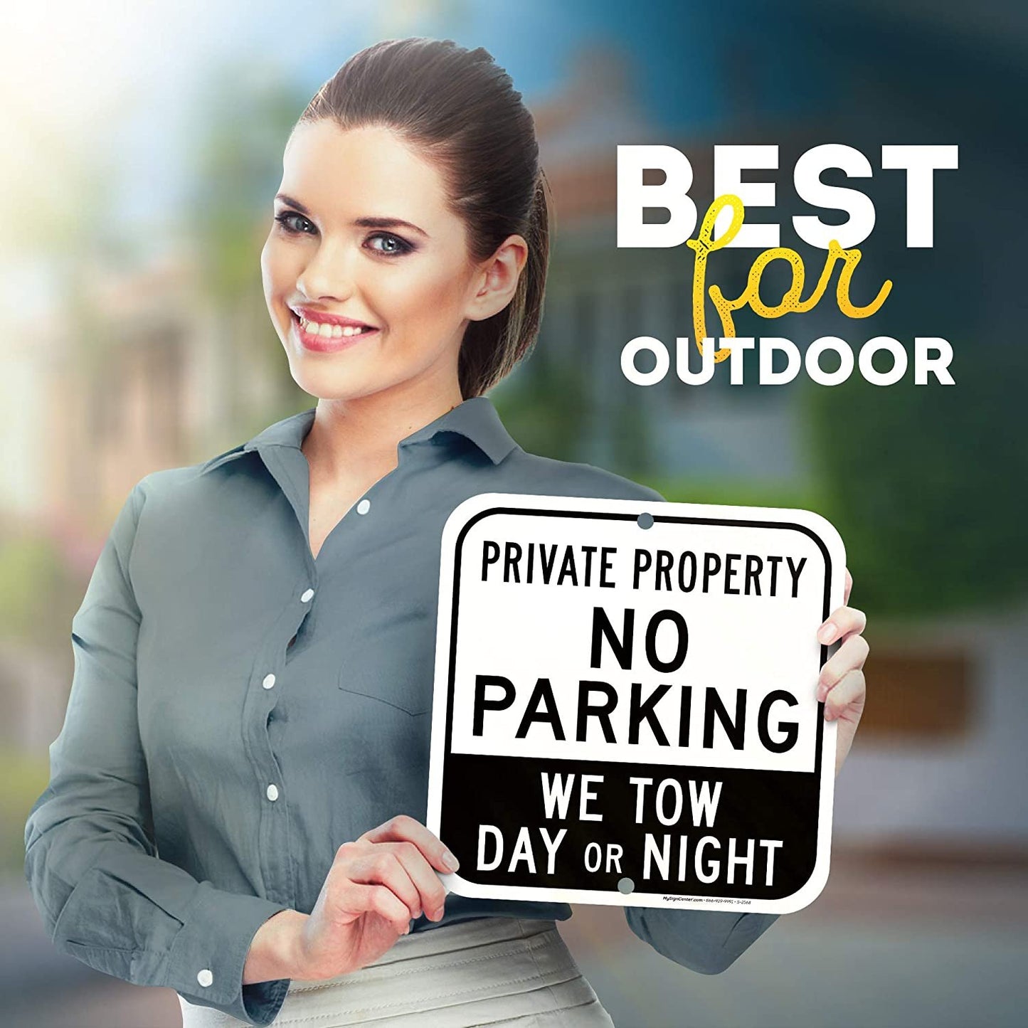 Private Property No Parking Sign Day Or Night Towing Enforced Sign
