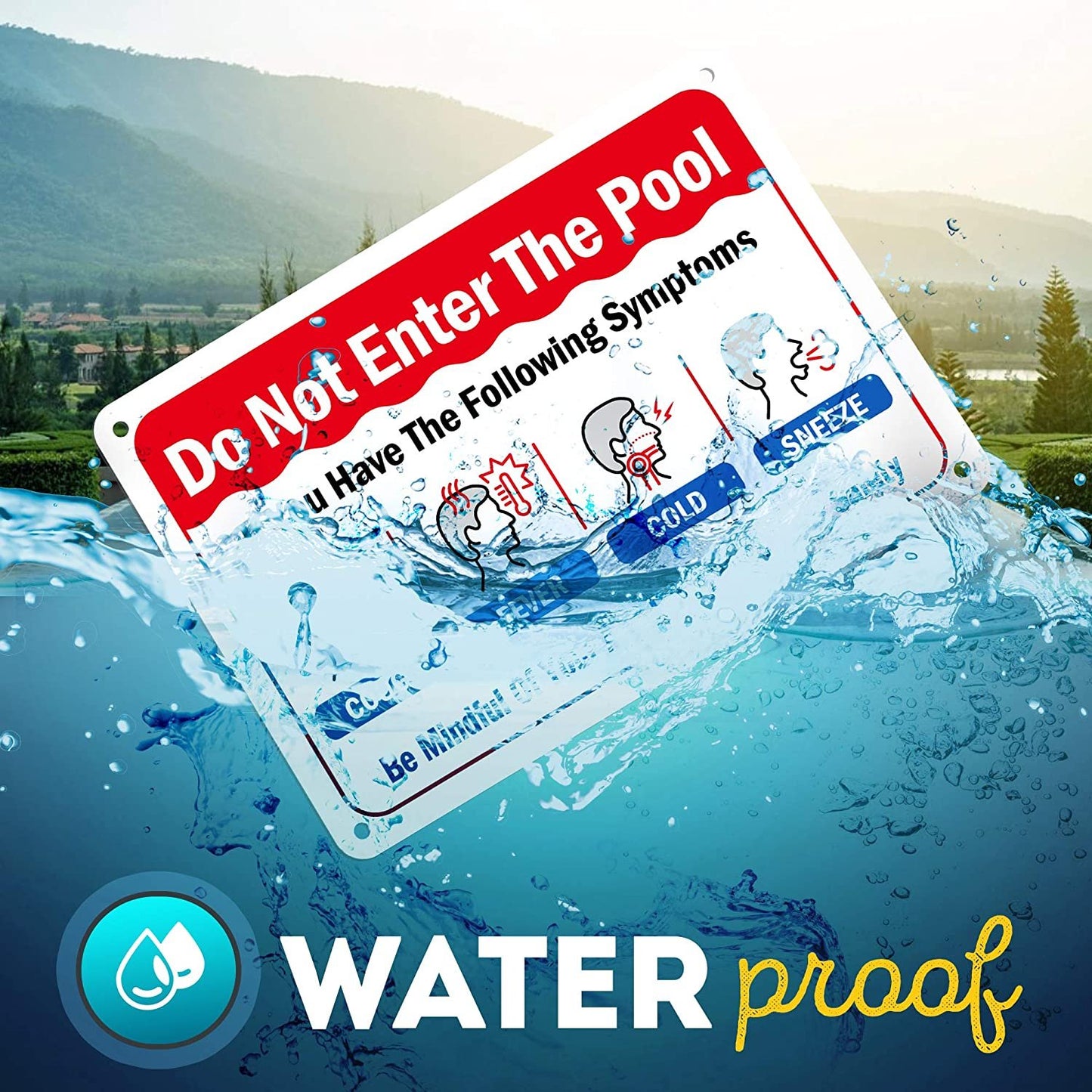 Pool Rules Sign Do Not Enter Pool in Cough, Fever, Cold or Sneeze Symptoms
