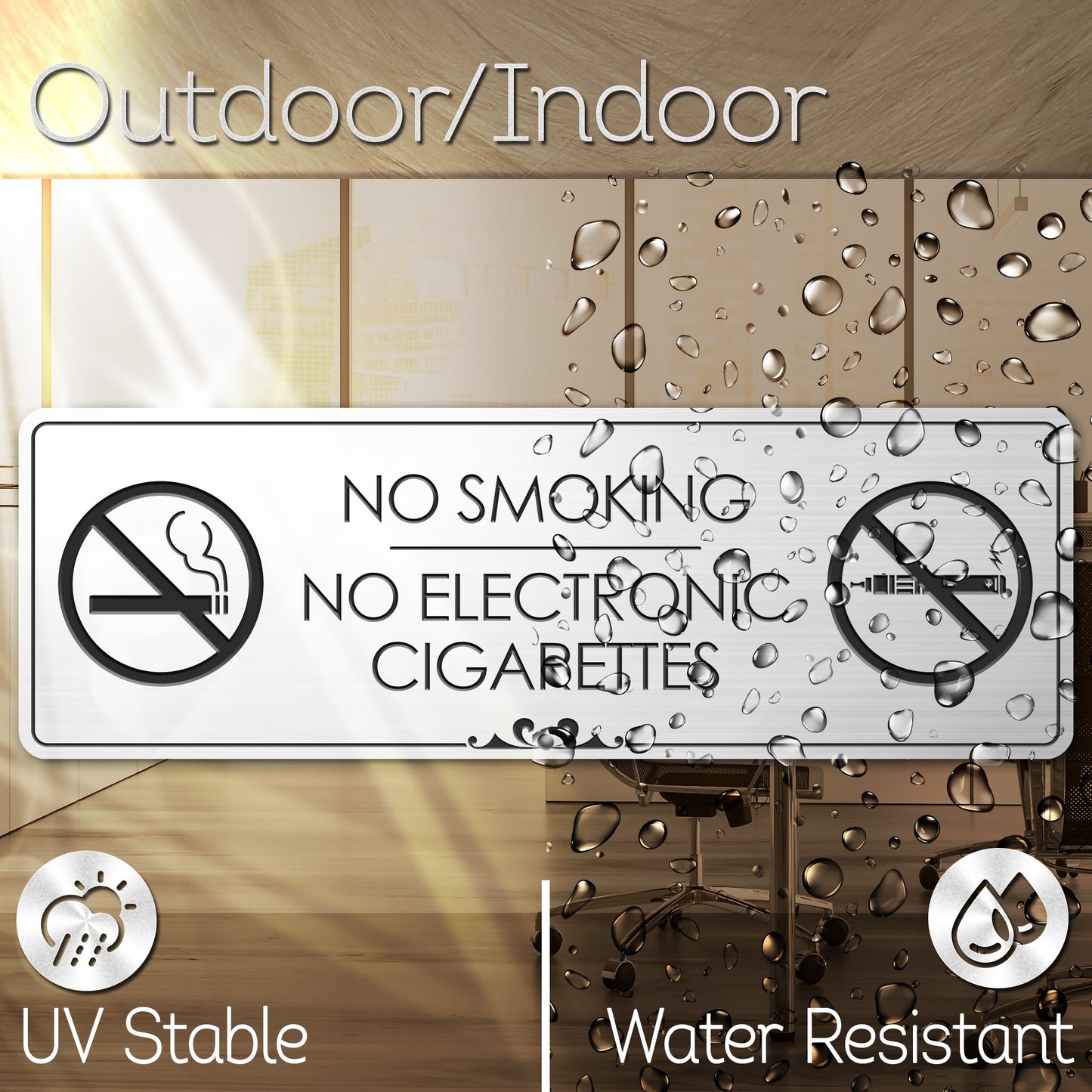 No Smoking No Electronic Cigarettes - Laser Engraved Sign