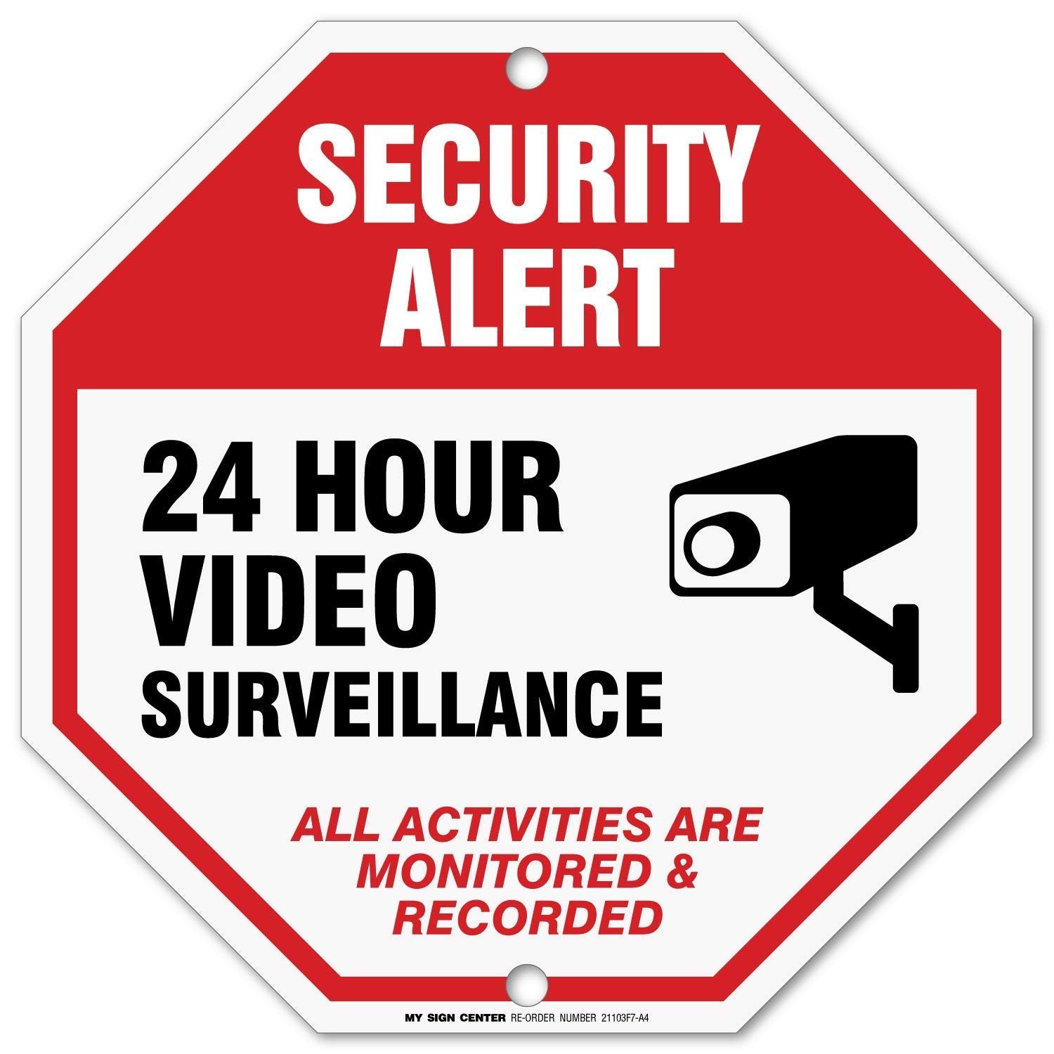 24-hour-video-surveillance-sign-security-camera-sign-warning-for-cctv-recording-system-octagon-shaped-outdoor-rust-free-metal-11-x-11-by-my-sign-center-21103f7-a4-my-sign-center-inc for Free Printable Video Surveillance Signs 24 Hour Video Surveillance Sign, Security Camera Sign Warning for CCTV Recording System, Octagon Shaped Outdoor Rust-Free Metal, 11
