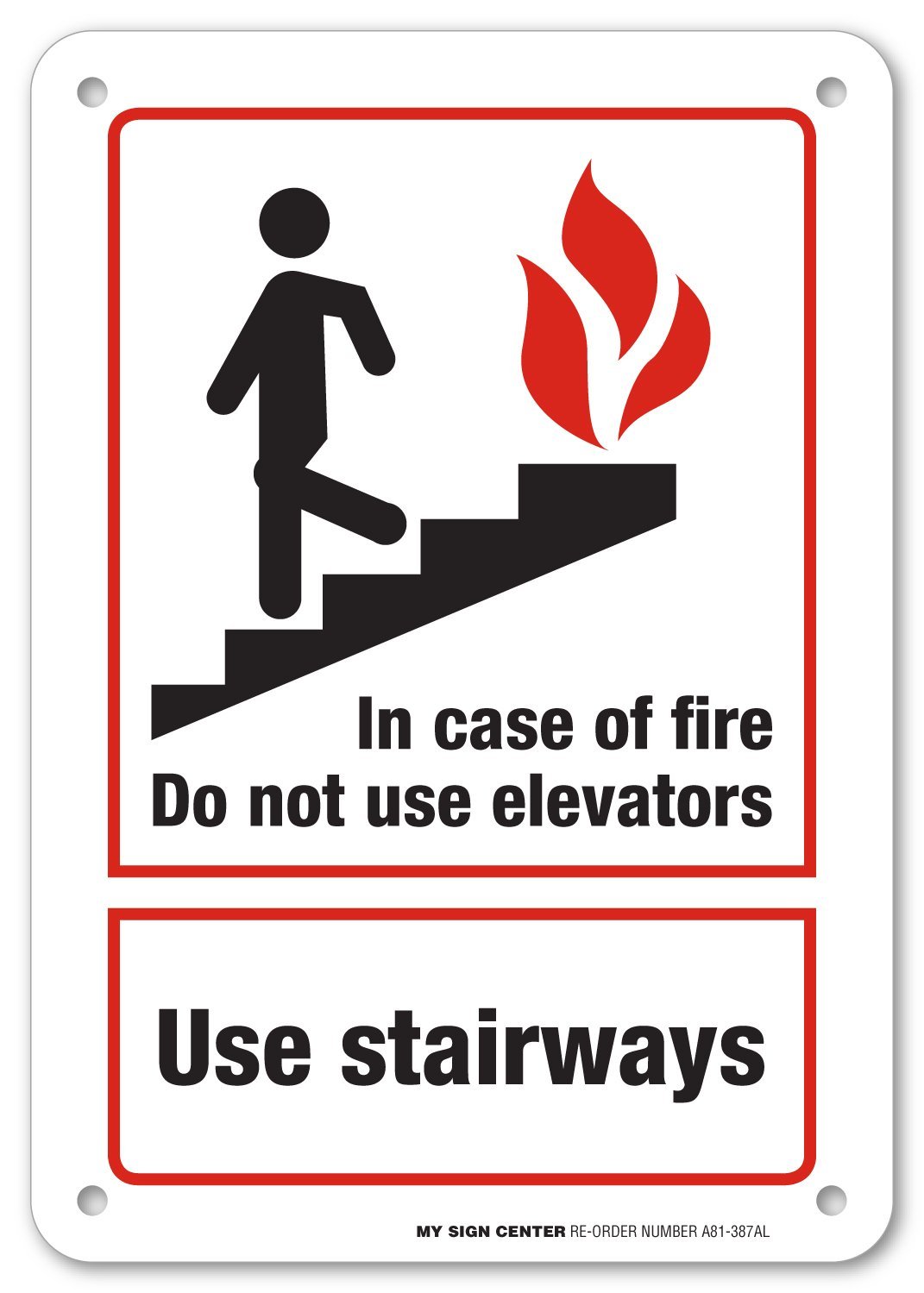 in Case of Fire Do Not Use Elevators Use Stairways Fire Safety Sign