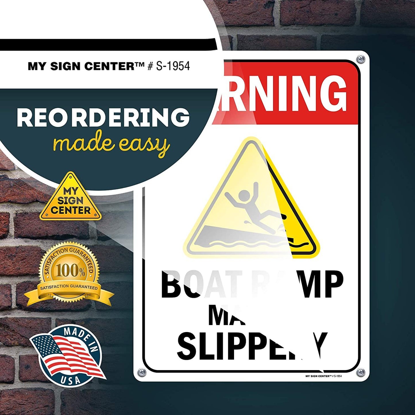 Caution Slippery When Wet Boat Ramp Sign
