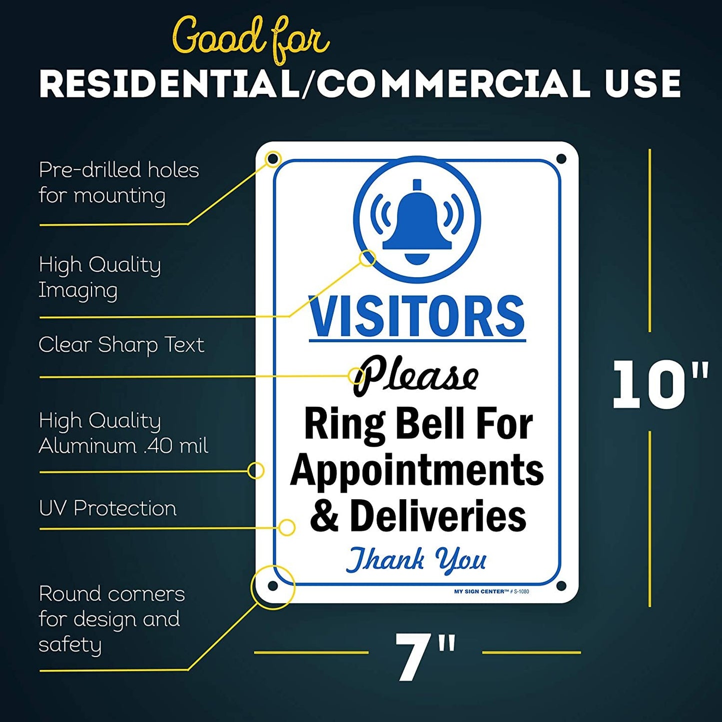 Visitors Please Ring Bell for Assistance, Appointment or Deliveries Sign