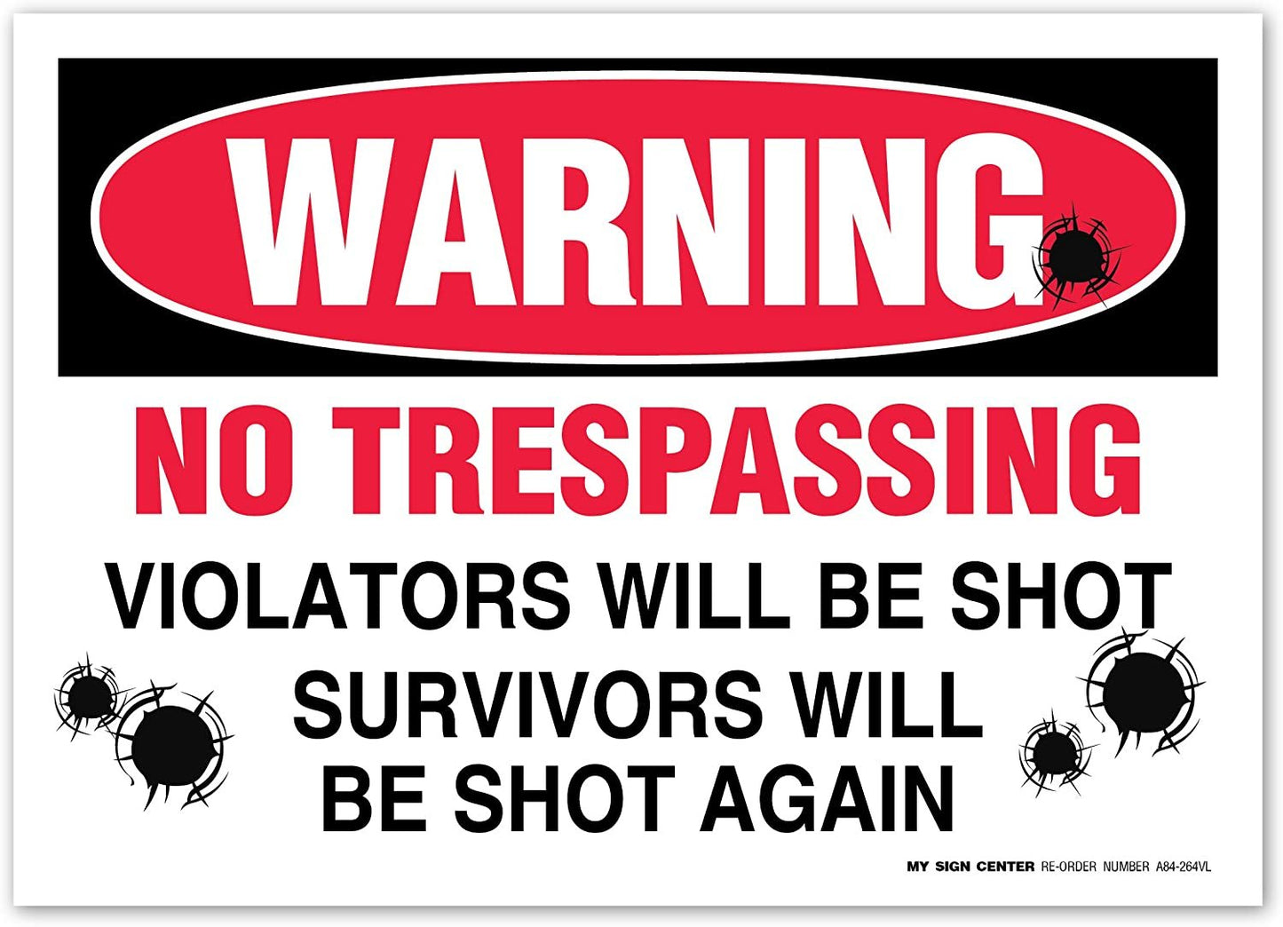 Warning No Trespassing Violators Will Be Shot Sticker (4 Pack)