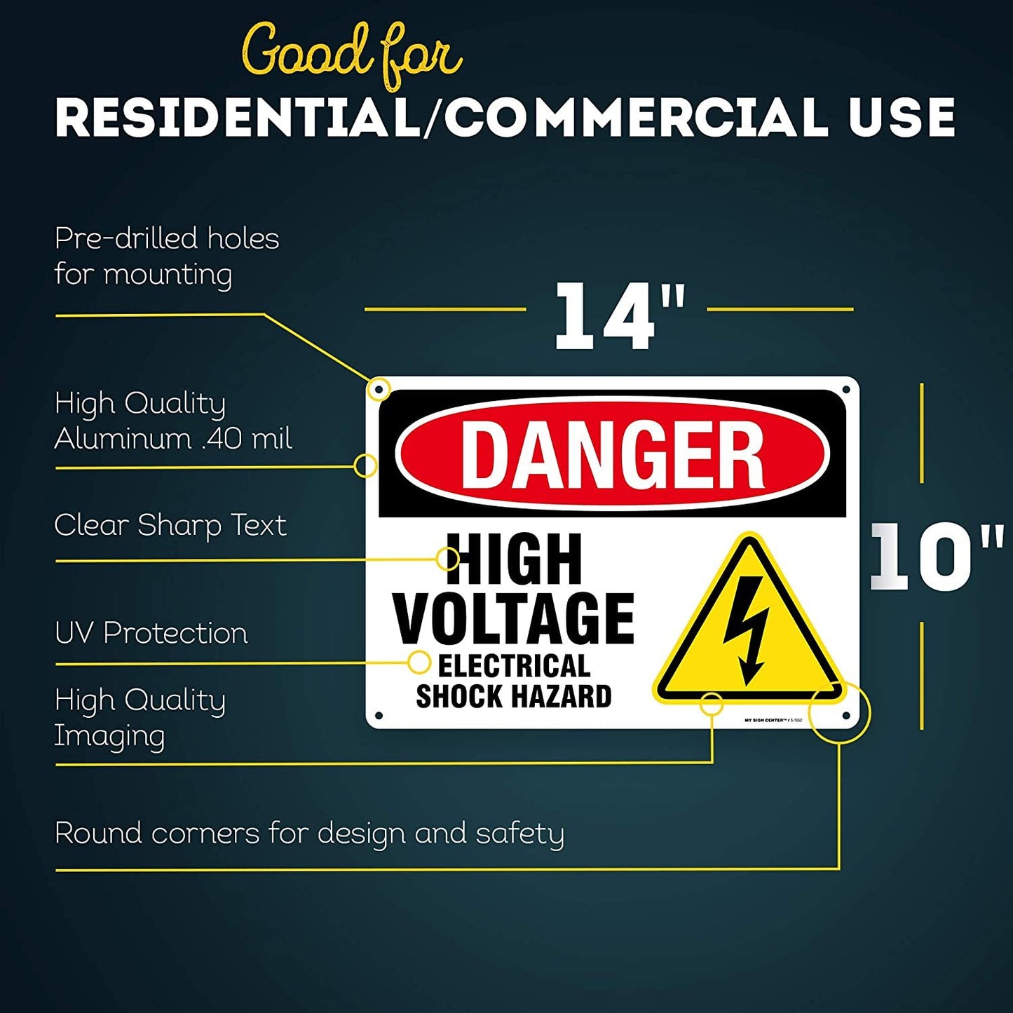 Danger High Voltage Electrical Shock Hazard Sign