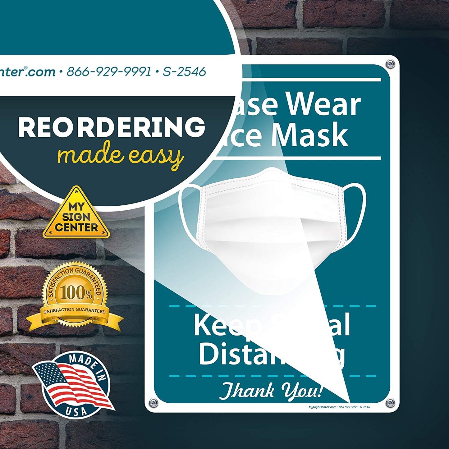 Please Wear Face Mask Sign Keep Social Distancing Sign