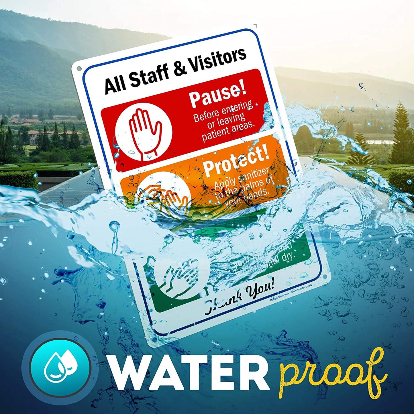 Visitors Employee Hand Washing Sign COVID 19 Hygiene and Sanitation Sign