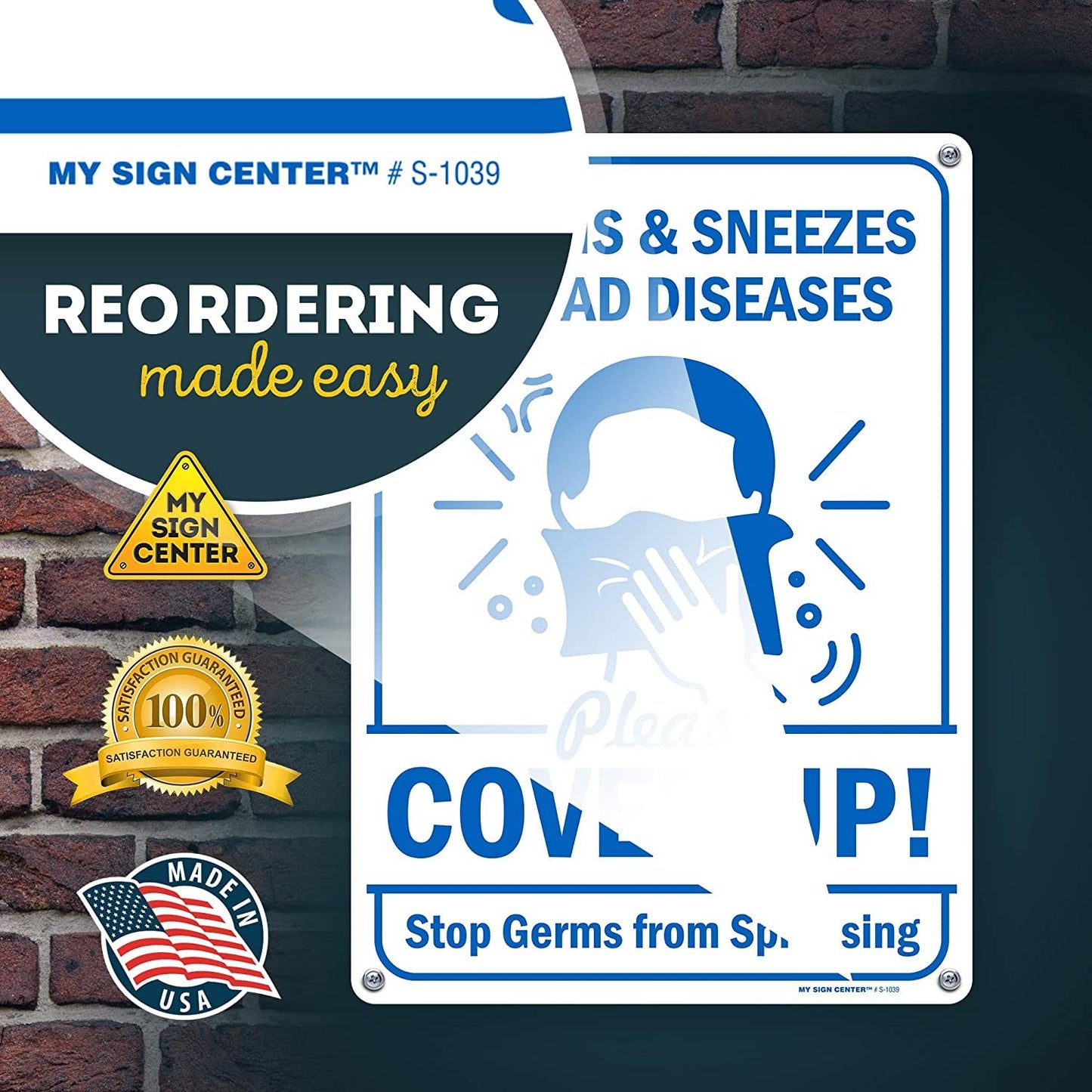 Cover Your Cough Sign Cover Mouth Stop Germs