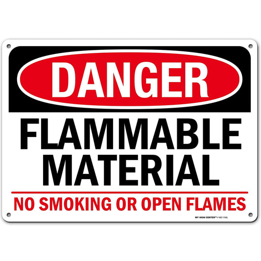 Danger Flammable Material No Smoking Or Open Flames Sign