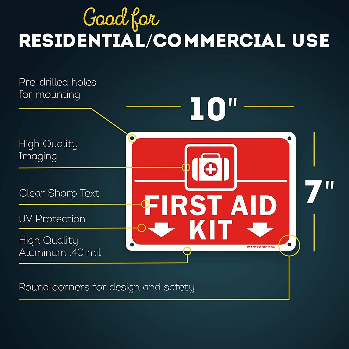 First Aid Kit Sign for Home, Office, Business