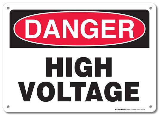 Danger High Voltage Rectangular Electrical Sign 2