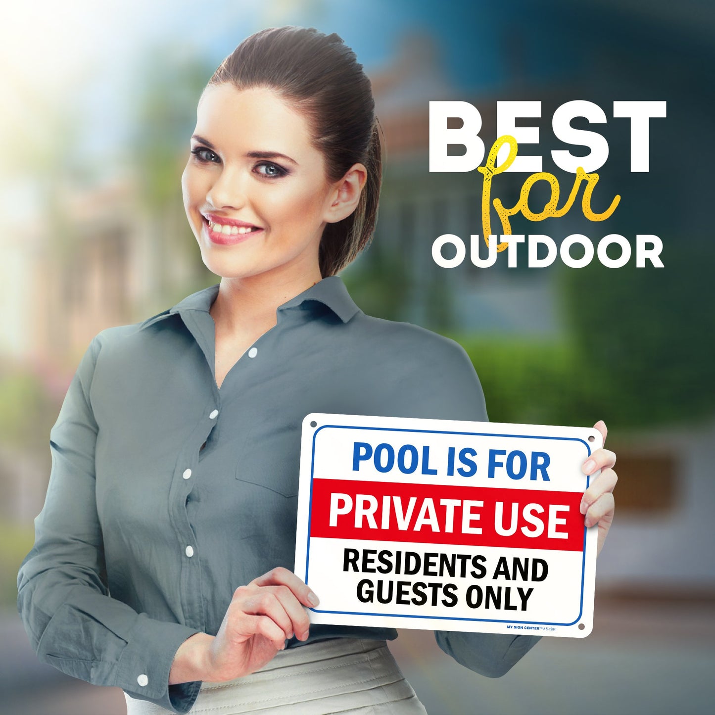 Pool Rules Sign for Residents and Guests Only