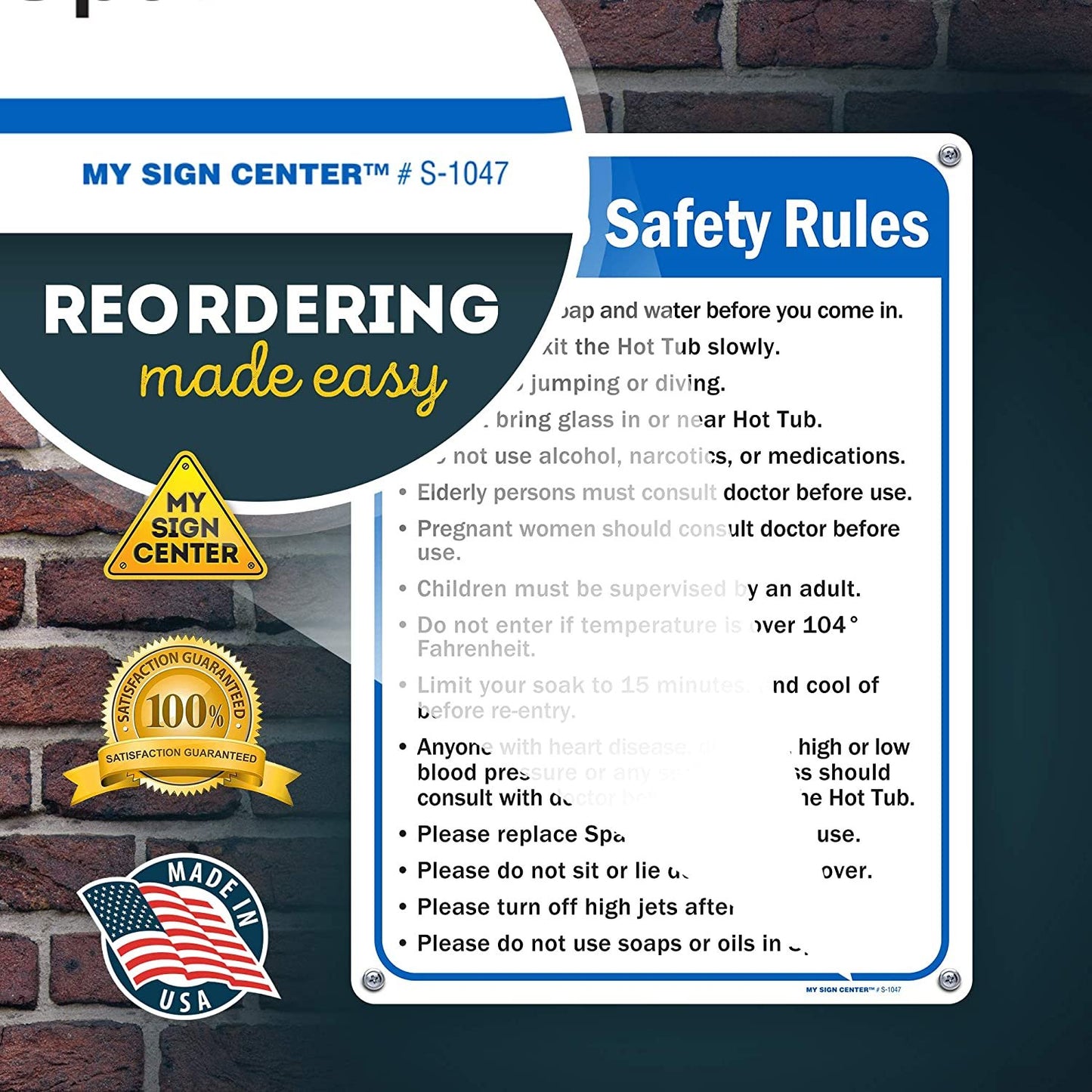 Hot Tub Safety Rules Sign