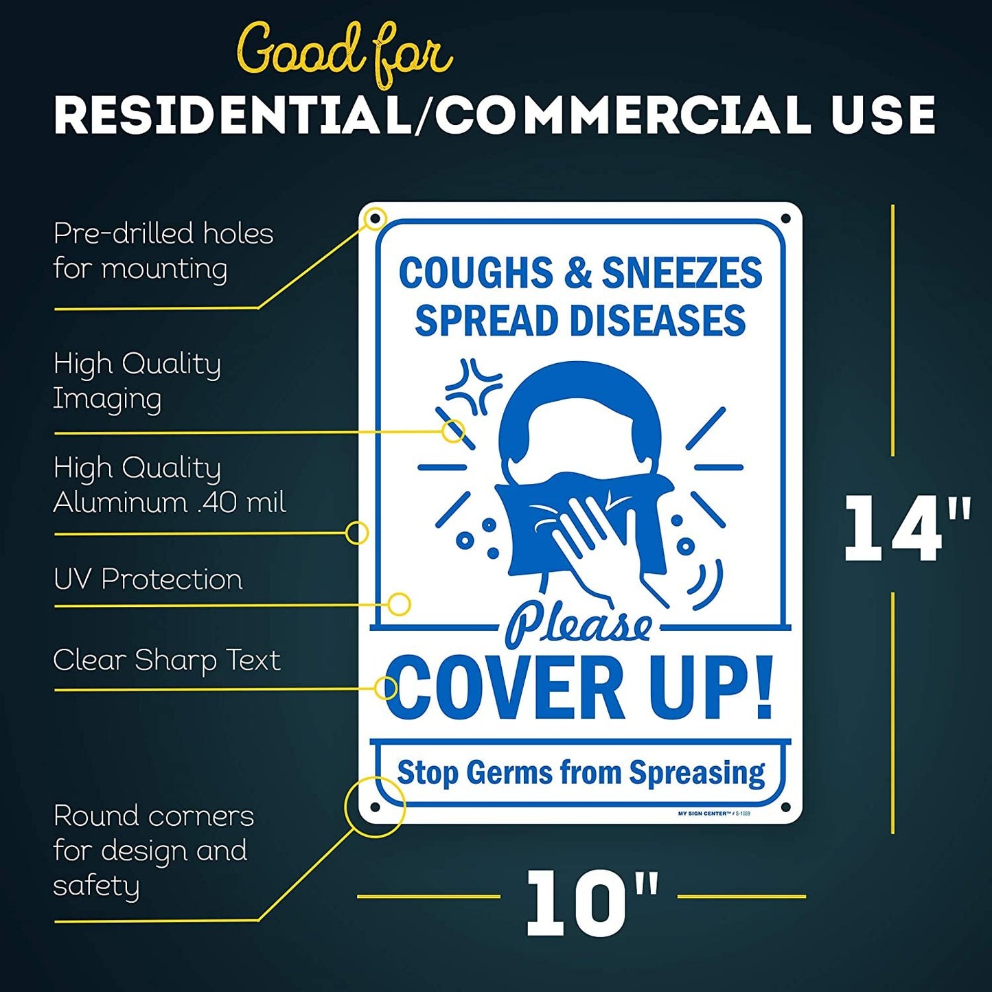Cover Your Cough Sign Cover Mouth Stop Germs