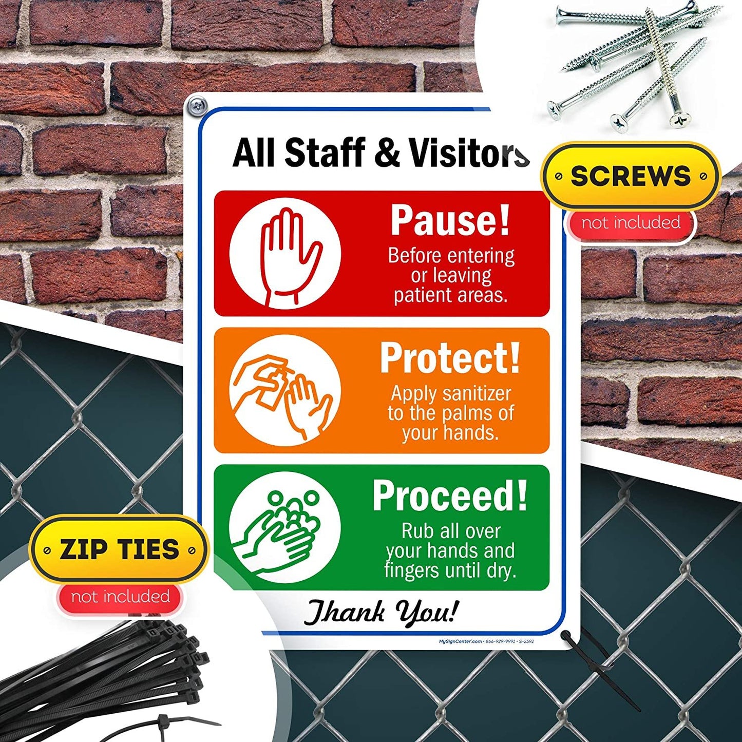 Visitors Employee Hand Washing Sign COVID 19 Hygiene and Sanitation Sign