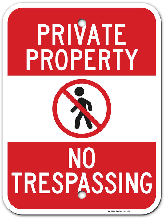 Private Property No Trespassing Sign 12" x 16"