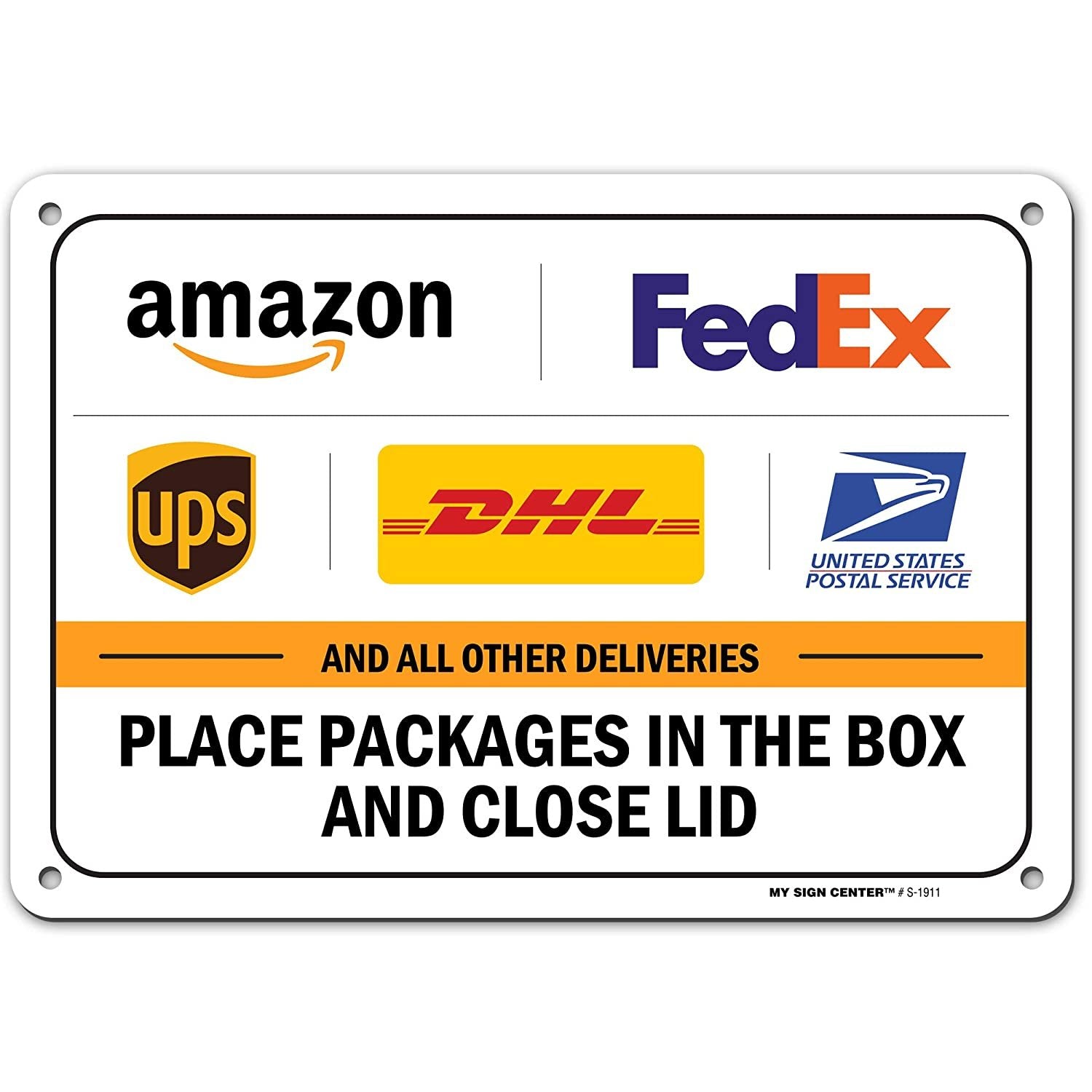 Package Delivery Sign Instructions Amazon UPS FedEx USPS Delivery Box ...