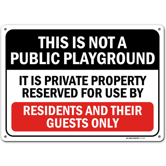 Private Property Playground for Residents Only Sign