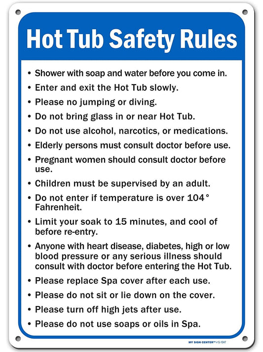 Hot Tub Safety Rules Sign