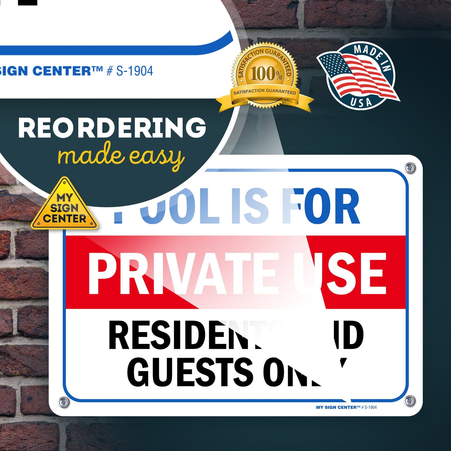 Pool Rules Sign for Residents and Guests Only