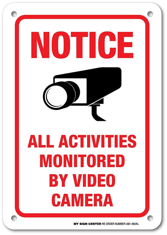Notice All Activities Monitored by Video Camera